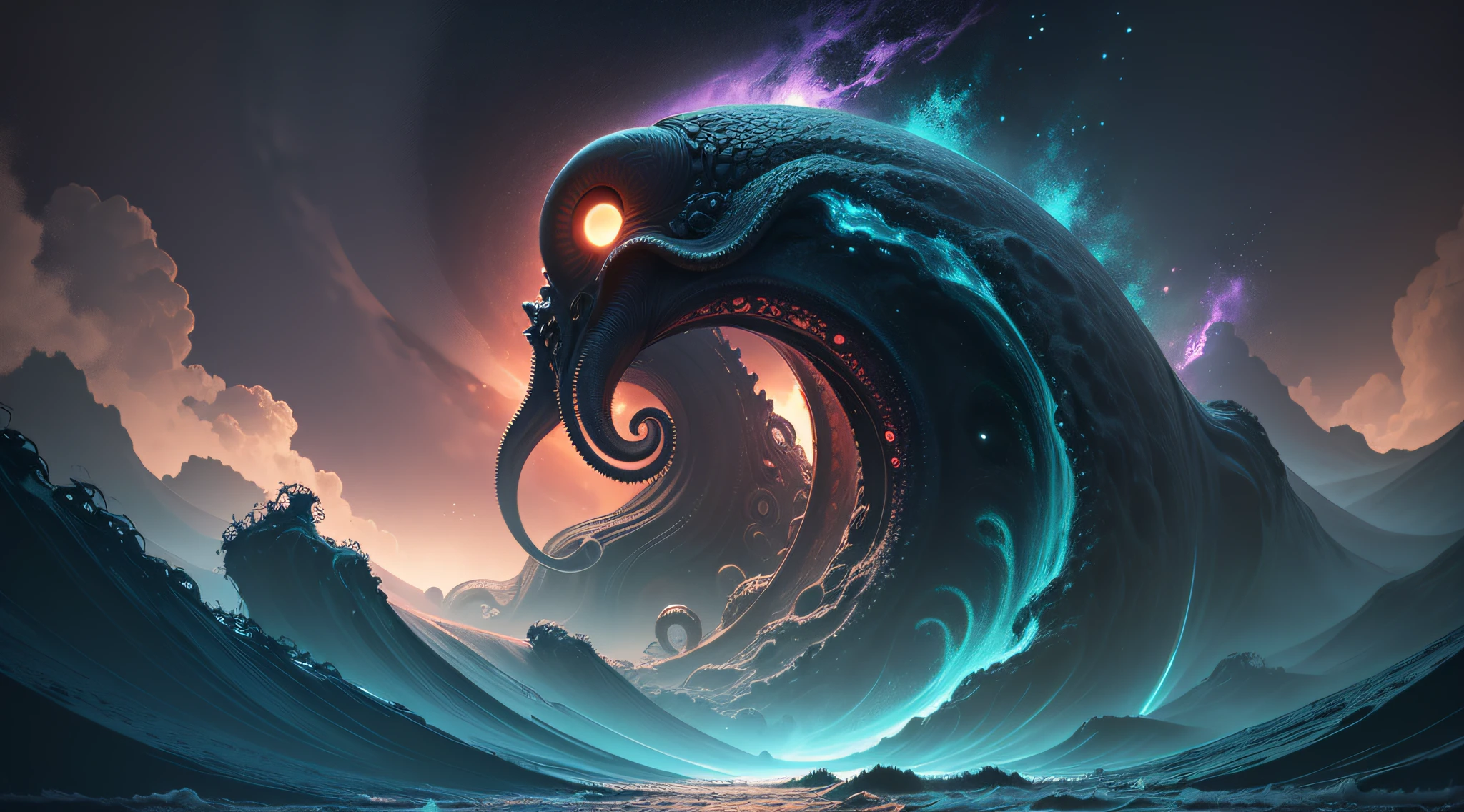 4K Cthulhu style, black hole, deep space, tentacle, crazy, tide, dark style --auto --s2