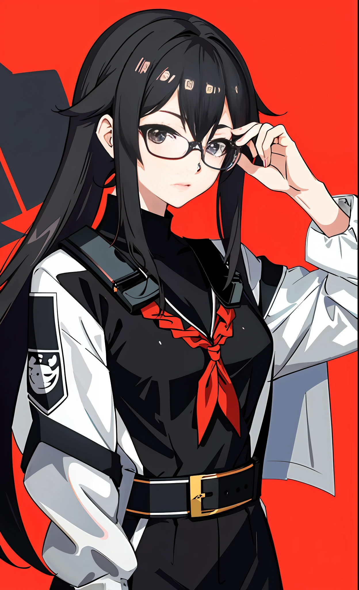 anime girl with glasses and a black and white outfit, guweiz, cyberpunk anime girl, kantai collection style, anime moe artstyle, anime style 4 k, artwork in the style of z.w. gu, (anime girl), very modern anime style, digital anime illustration, anime style illustration, female cyberpunk anime girl, g liulian art style