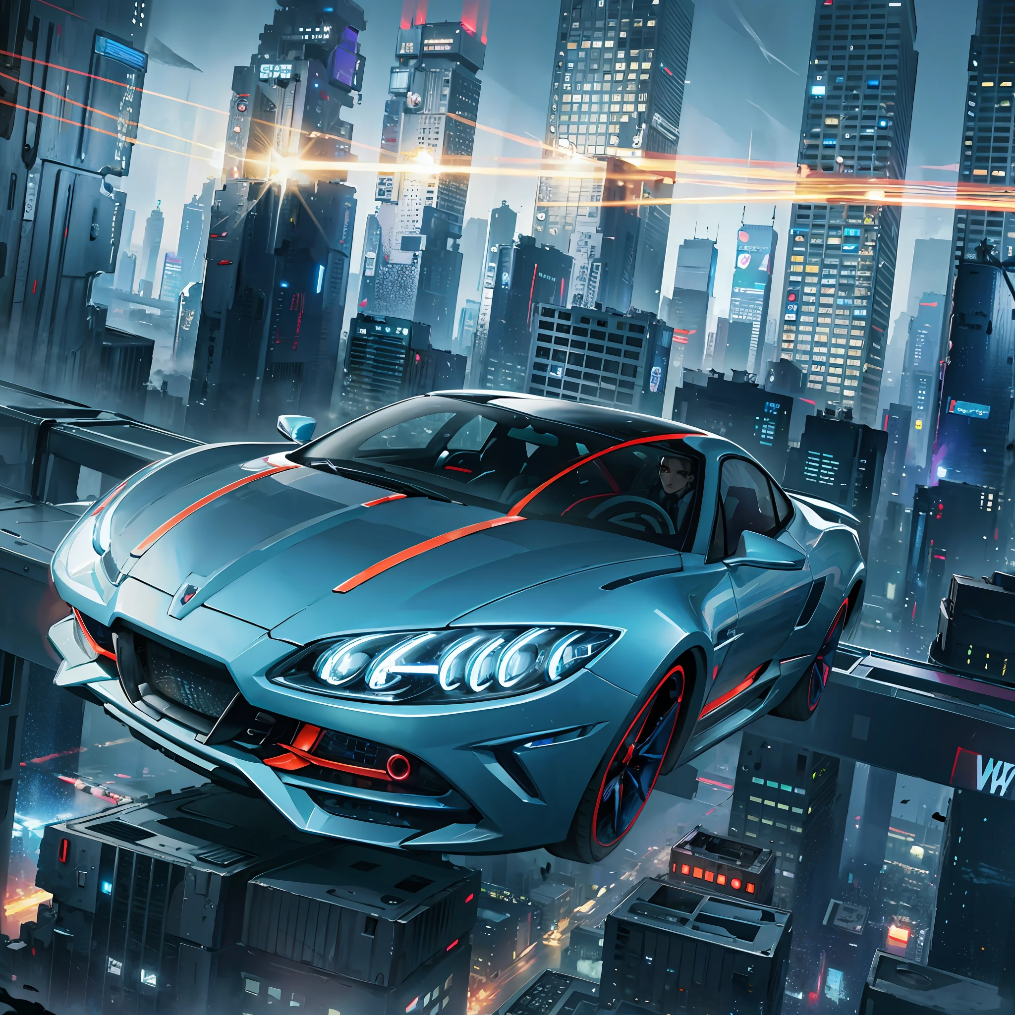 Flying cars overlooking the city sky, galaxy, flying car close-up, movie scenes, decaying city night scenes, surrealism, metaverse futuristic technology, cyberpunk, cars on the road in the city --auto --s2