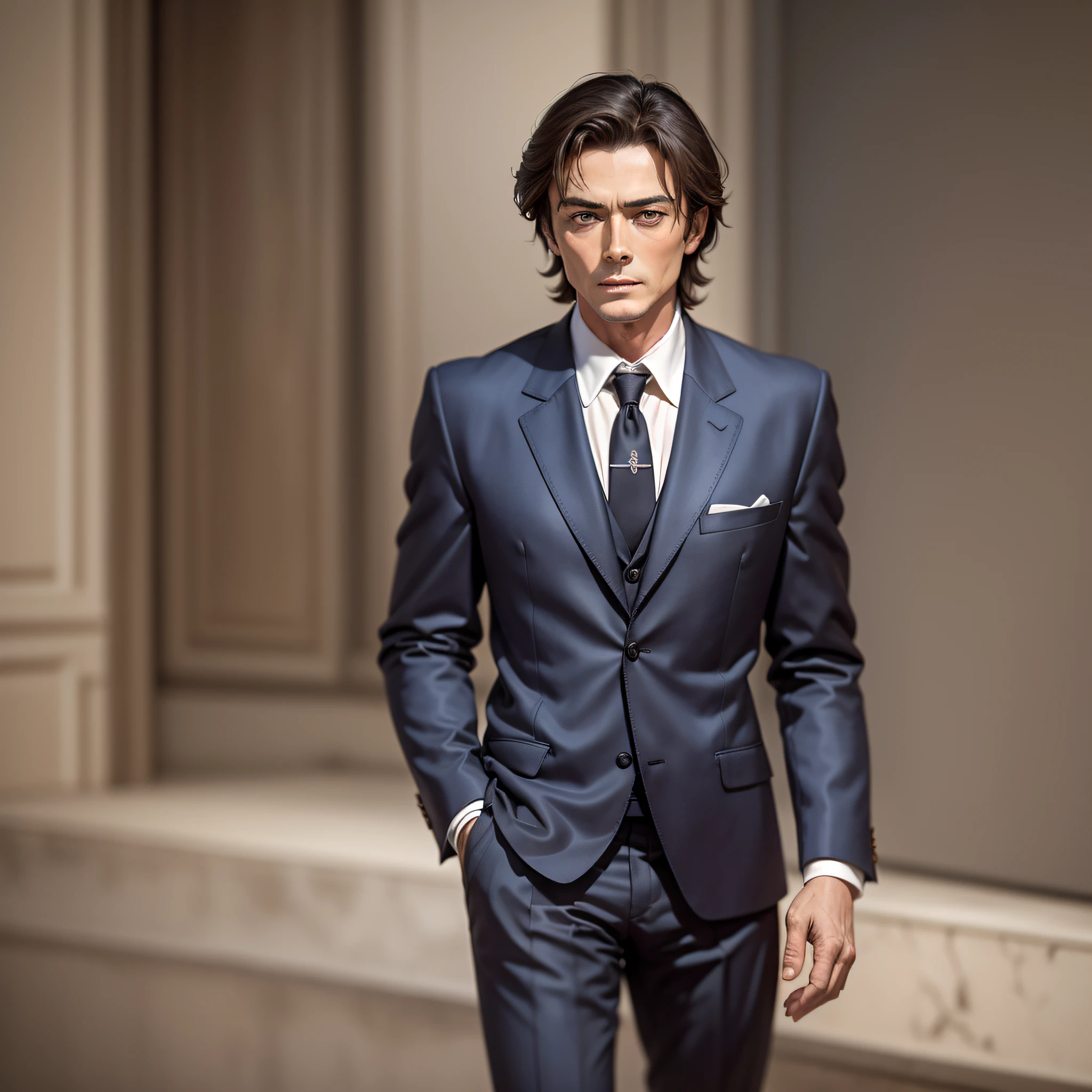 Alain Delon in a dark suit --auto --s2
