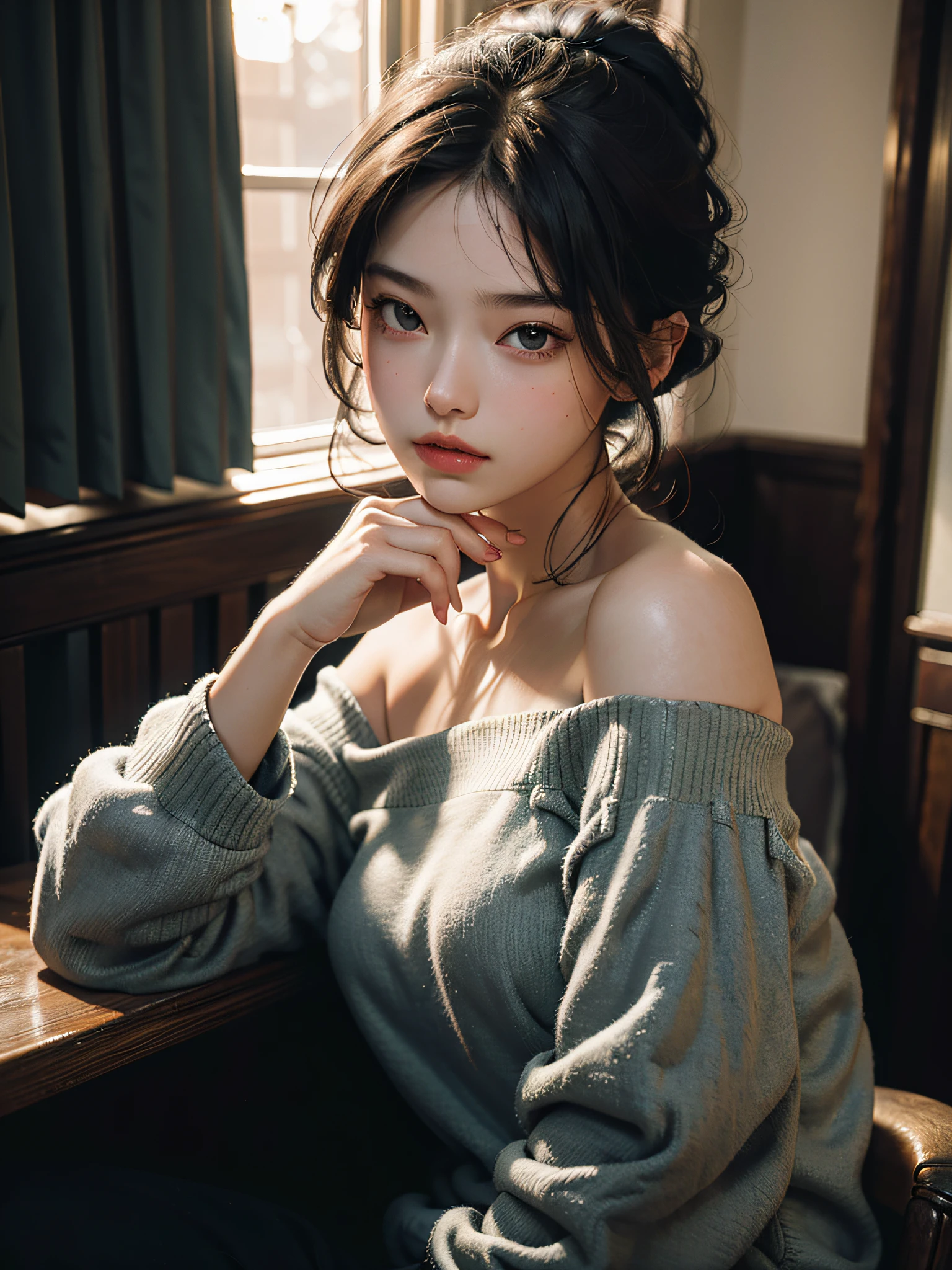 Top Quality, Masterpiece, Ultra High Definition, (Photoreal: 1.4), Raw Photo, 1 Girl, Off Shoulder, Cinematic