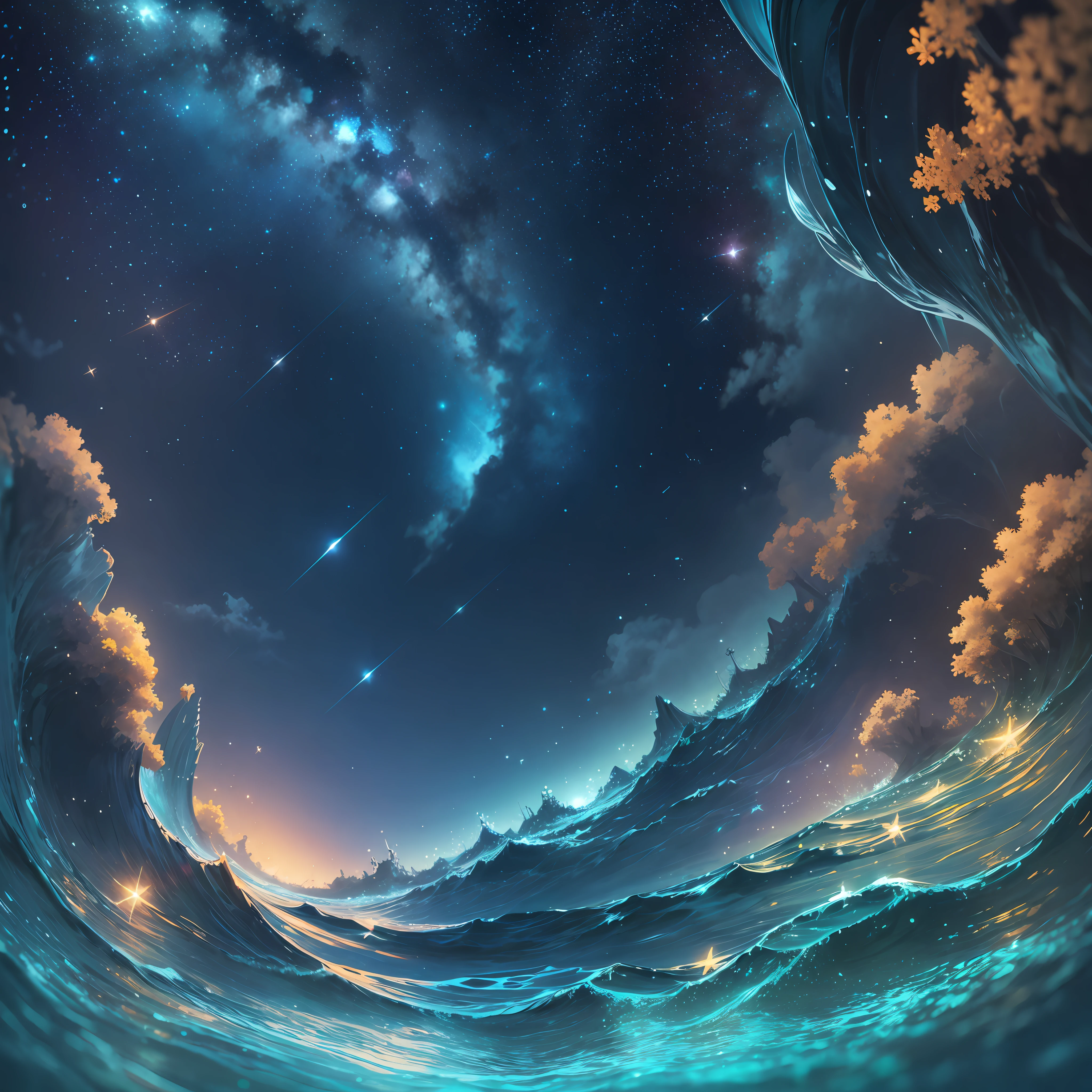 Under the sea starry sky, fish, starlight --auto --s2