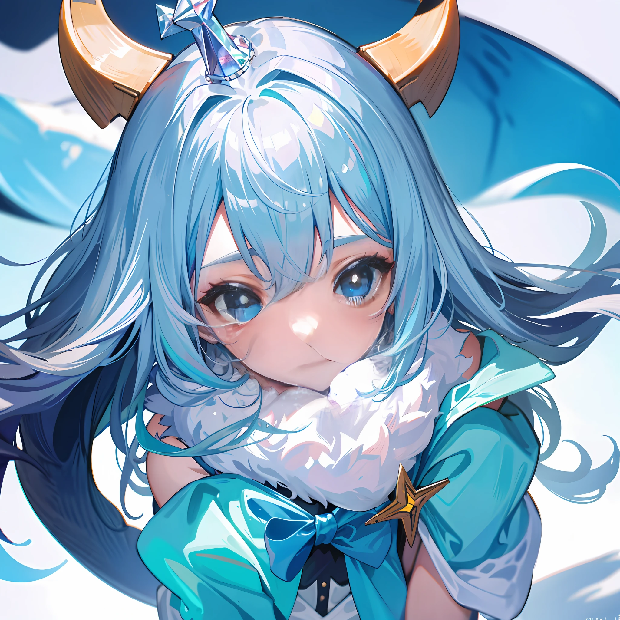 1 girl wearing crystal crown, whale, tail, ocean, mugshot, closeup