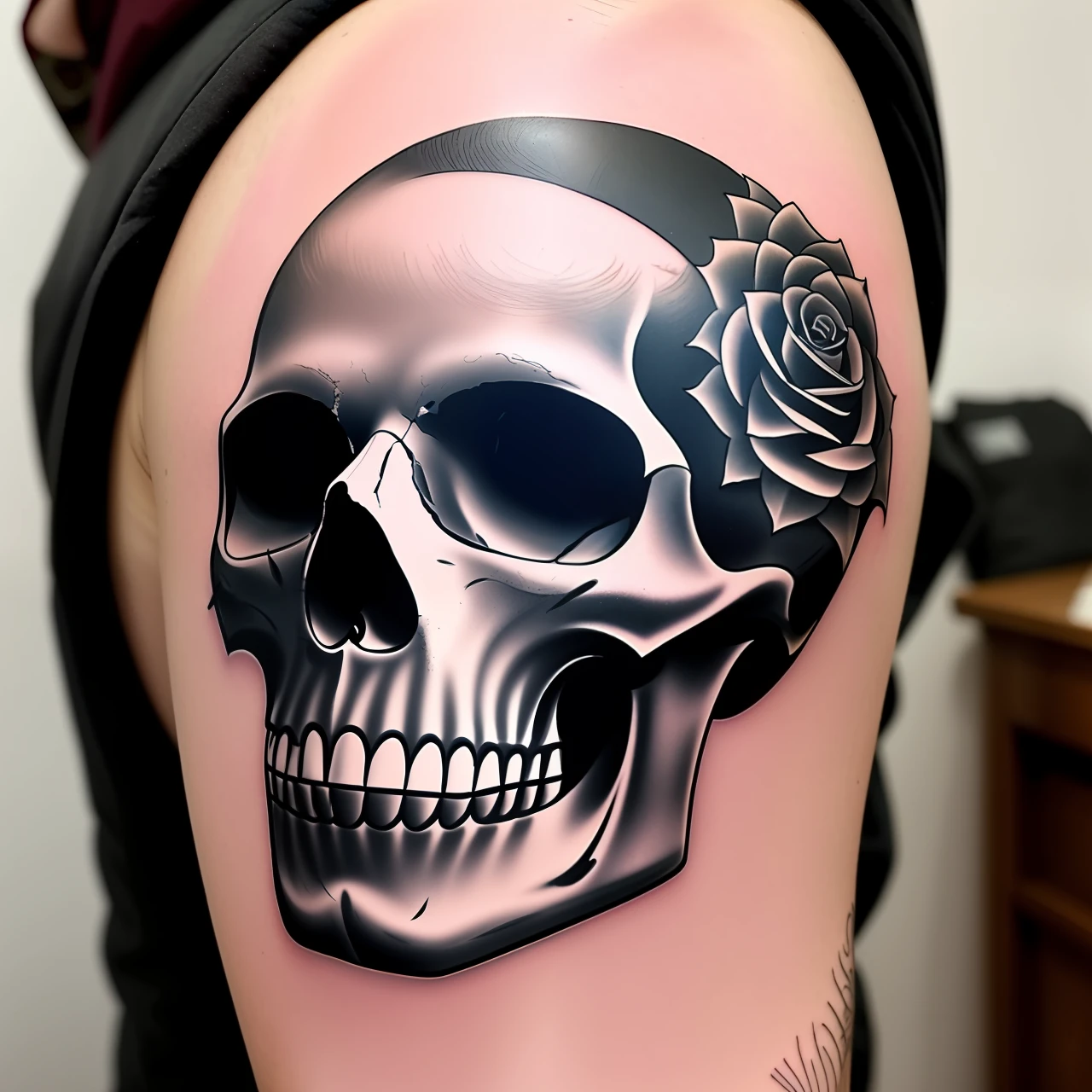 Tattoo memento mori skull and watch