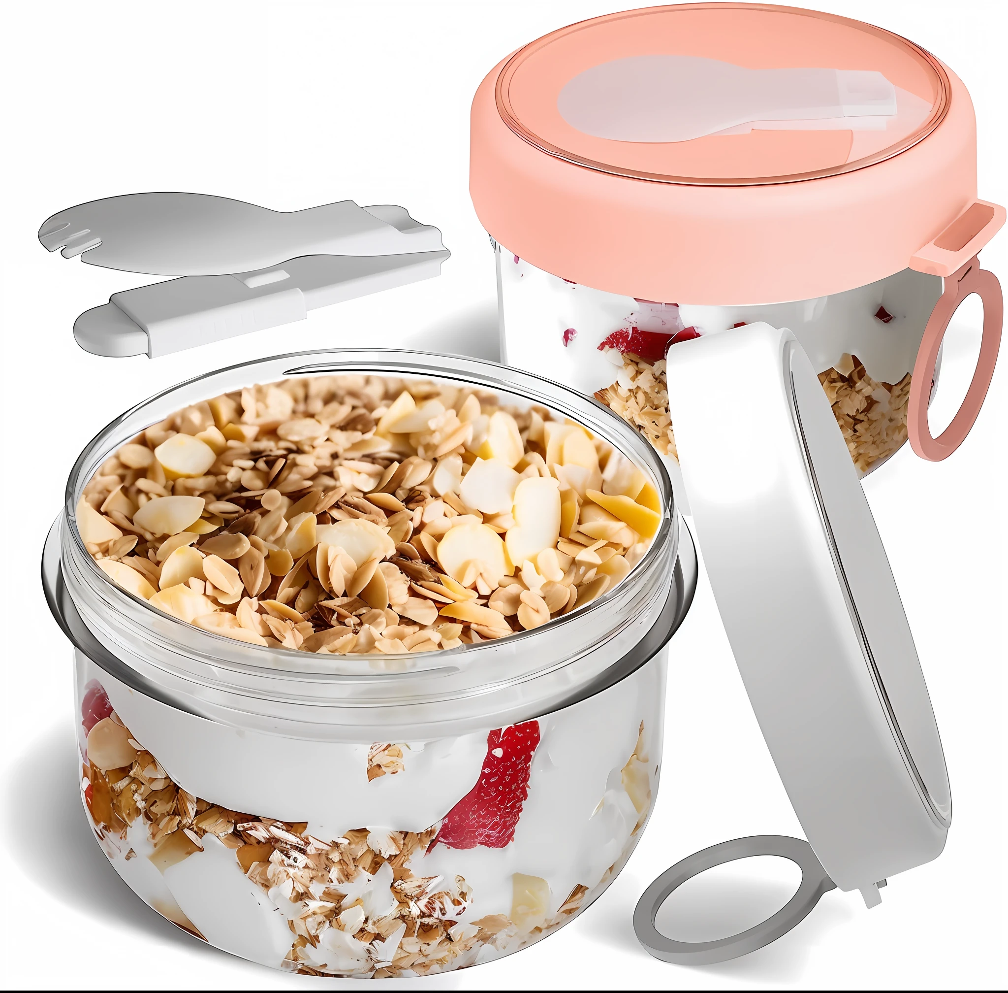 Looking for the perfect container for your overnight oats? Take a look at our overnight oat containers with lids, also known as overnight oat cans, overnight oat cans, or oatmeal containers. These containers are an ideal tool for making a healthy breakfast. Just prepare the ingredients in advance, store them in the container of the refrigerator overnight, and enjoy a delicious and nutritious breakfast the next morning, without the hassle of preparing in the morning, making your morning easier! Our overnight oatmeal containers with lids are not only perfect for breakfast, but also a portable health companion for on-the-go dining. Whether you're at home, in the office, at school, in the park, or on the go, these overnight oat cans can serve you delicious and nutritious meals anytime, anywhere. Our overnight oat jars with lids have sealed lids that effectively keep food fresh and dry and prevent spoilage. They also have a portable design that makes them easy to carry and store. With a capacity of 20 ounces, these overnight oat cans are perfect for a healthy breakfast, as well as other foods such as fruit, yogurt, salads, cereals, and more. What's more, our overnight oat container with lid is made of eco-friendly materials, non-toxic and tasteless, and will not produce any harmful substances, making your food healthier. They are also reusable, reducing the generation of plastic waste and making them more environmentally friendly. Plus, our oatmeal containers are durable and easy to clean, making them a convenient and practical option for busy people who want to eat healthily on the go, whether by hand or in the dishwasher. Try our overnight oat containers with lids today for a healthy and convenient meal solution!