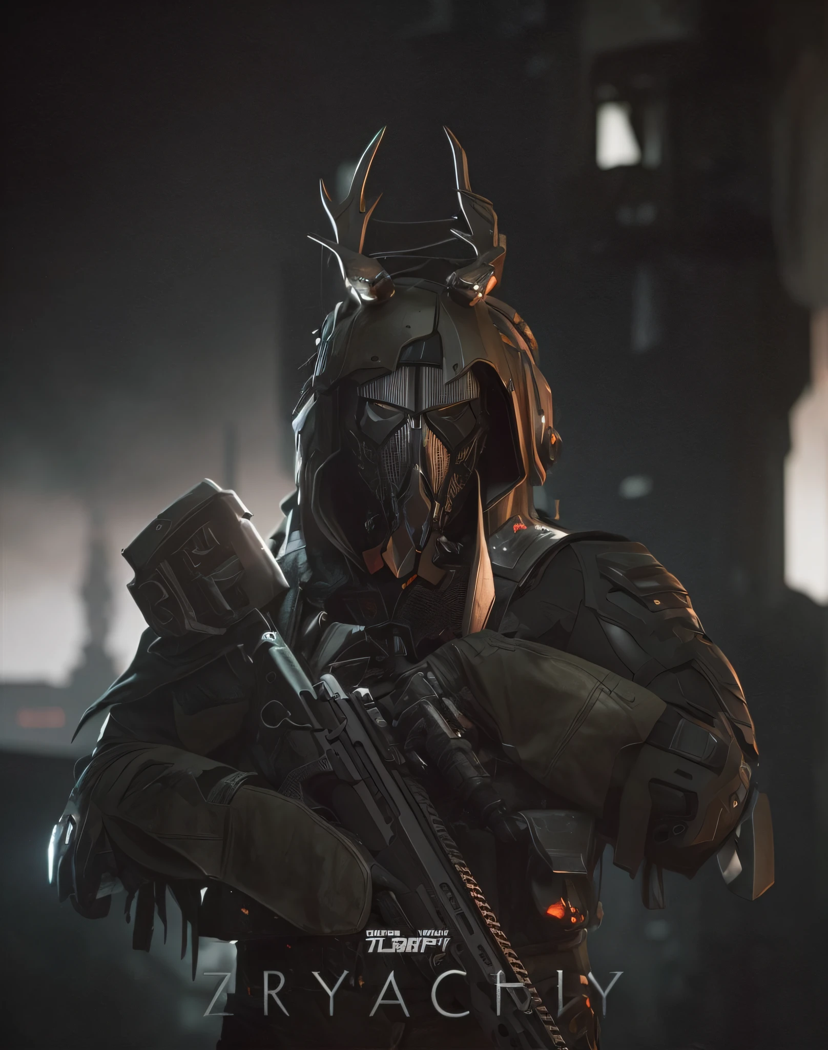 there is a man with a gun and a helmet on, unreal 5. rpg portrait, menacing. unreal 5, photorealistic dark concept art, small character. unreal engine 5, unreal engine character art, concept art like ernest khalimov, trending on artstation.', felix englund style, cyborg jackalope cyberpunk, amazing 8k character concept art --auto --s2