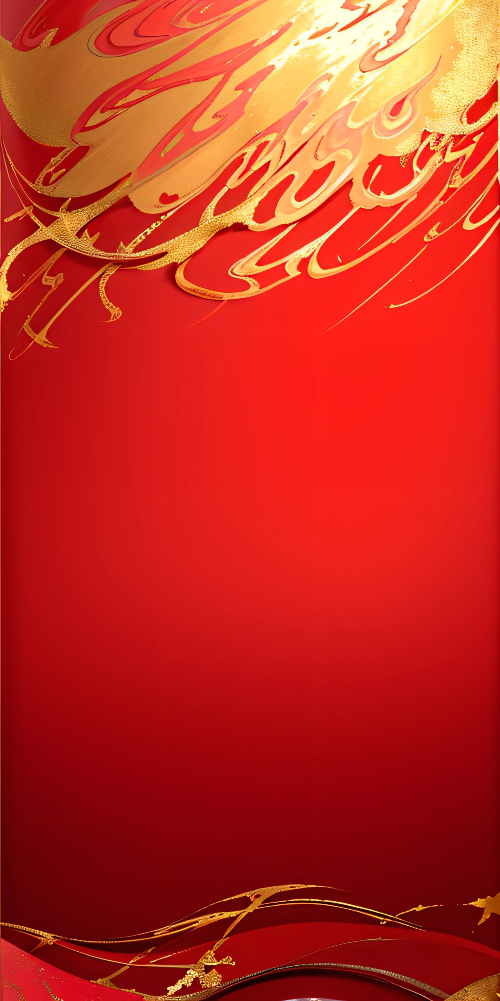 There is a painting of red and gold, red fluid, lacquer on canvas, red and gold details, red !! Sand, pink and gold, pigment texture, gold leaf touch, quinacridone magenta, red sand, magma and golden veins, glossy painting, regular flow, left to right