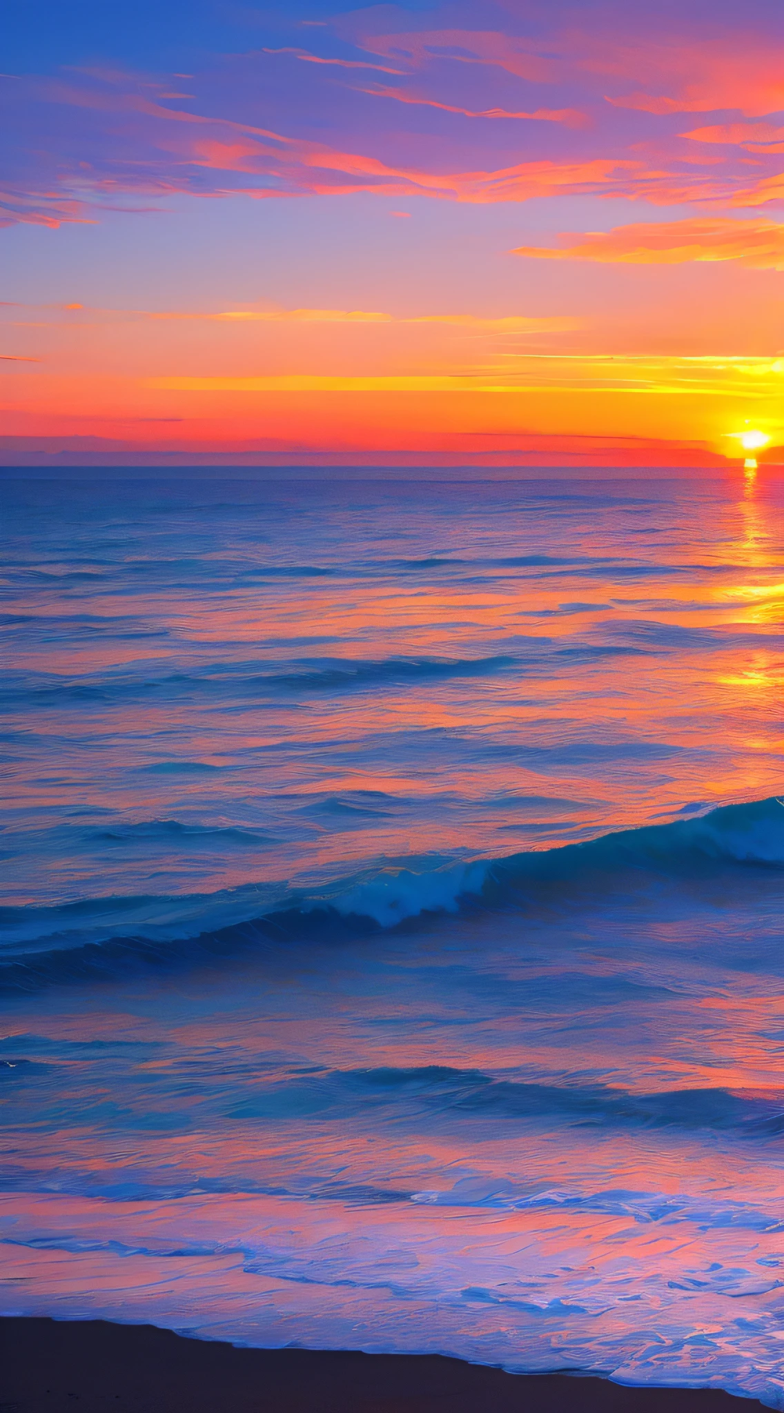 8k, masterpiece, wallpaper, seaside, sunset, dusk