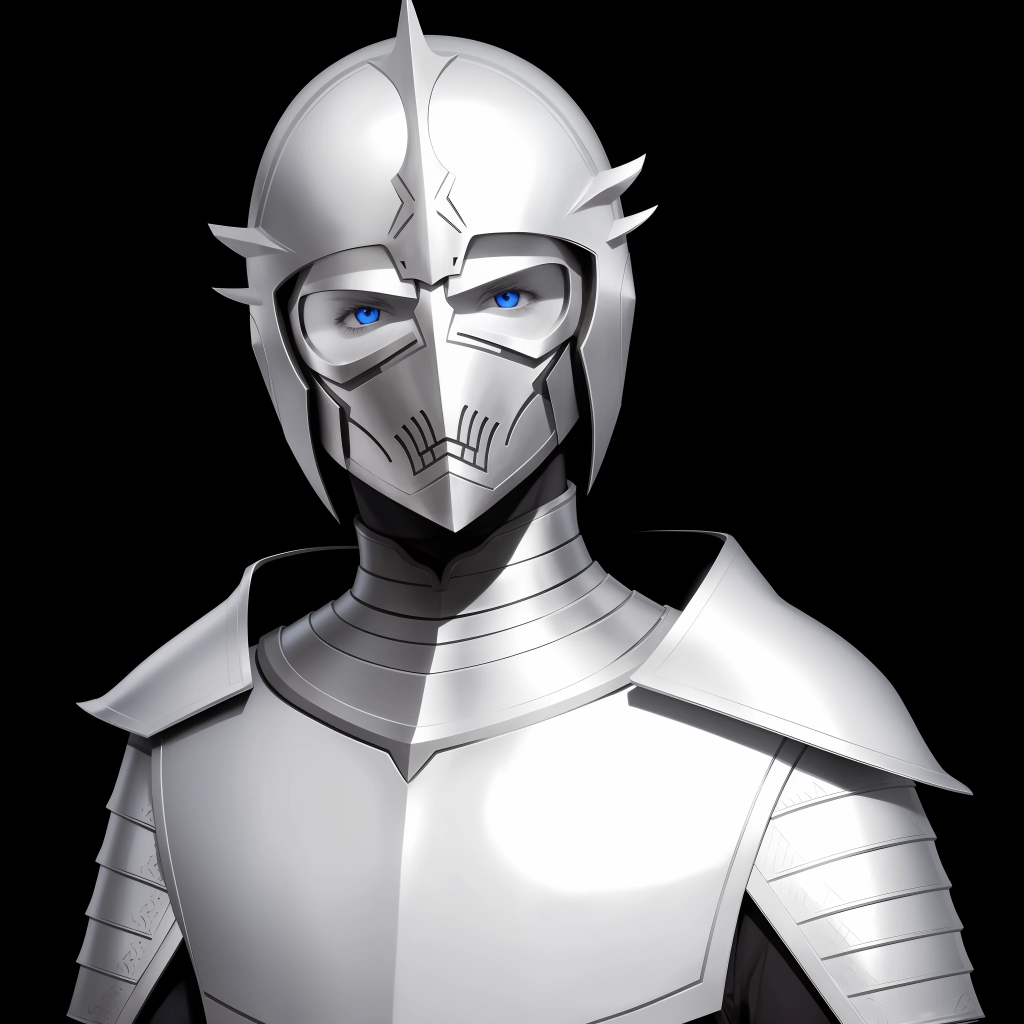 Gray armor, medieval chivalry, faceless young man, [blue eyes + gray hair: 1.3]