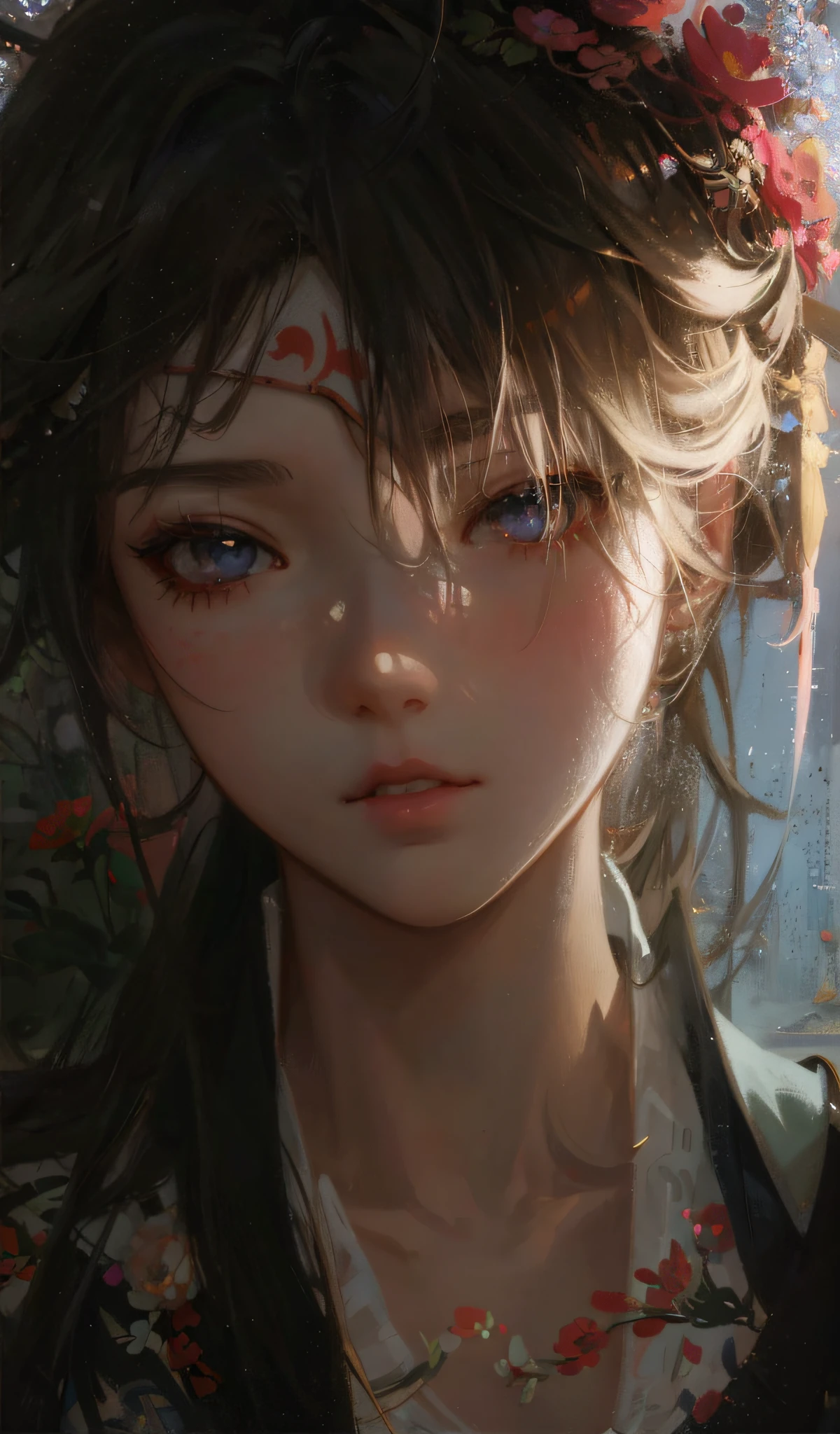 anime girl with flower crown and hair in front of a window, artwork in the style of guweiz, guweiz, stunning anime face portrait, guweiz masterpiece, detailed portrait of anime girl, guweiz on artstation pixiv, guweiz on pixiv artstation, beautiful anime portrait, beautiful digital artwork, portrait anime girl, by Yang J