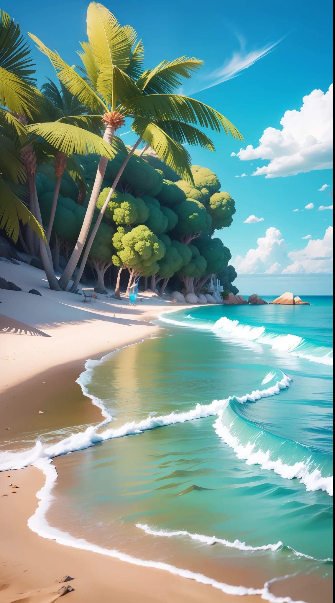 Beach Ocean, Summer Fresh, 3 D Rendering Stylized, Stylized 3D Rendering, Stylized to 3D Rendering, Rolands Zilvinski 3D Render Art, 3D Stylized Scenes, Relaxation Concept Art, Stylized Concept Art, (Octane Rendering) Fantasy Style, Stylized 3 D