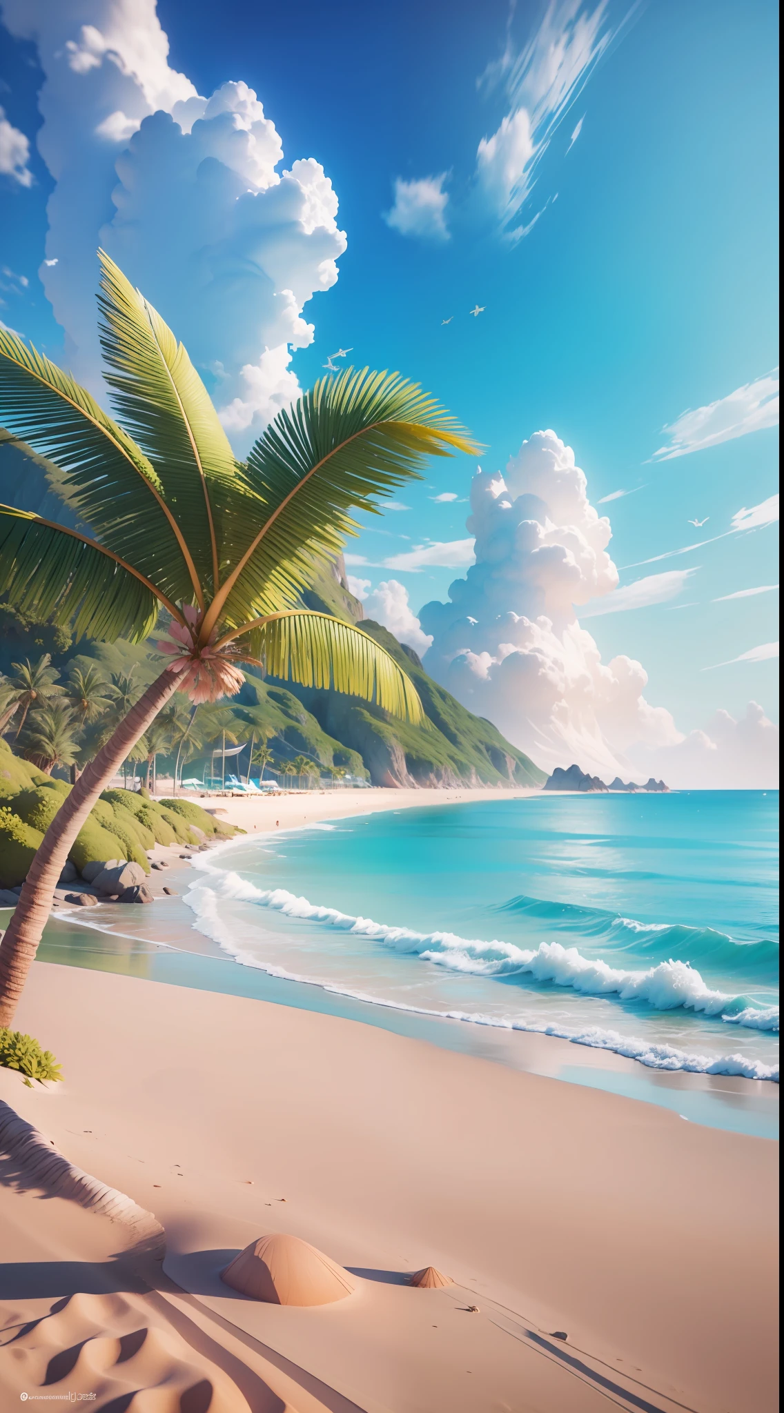 Beach Ocean, Summer Fresh, 3 D Rendering Stylized, Stylized 3D Rendering, Stylized to 3D Rendering, Rolands Zilvinski 3D Render Art, 3D Stylized Scenes, Relaxation Concept Art, Stylized Concept Art, (Octane Rendering) Fantasy Style, Stylized 3 D