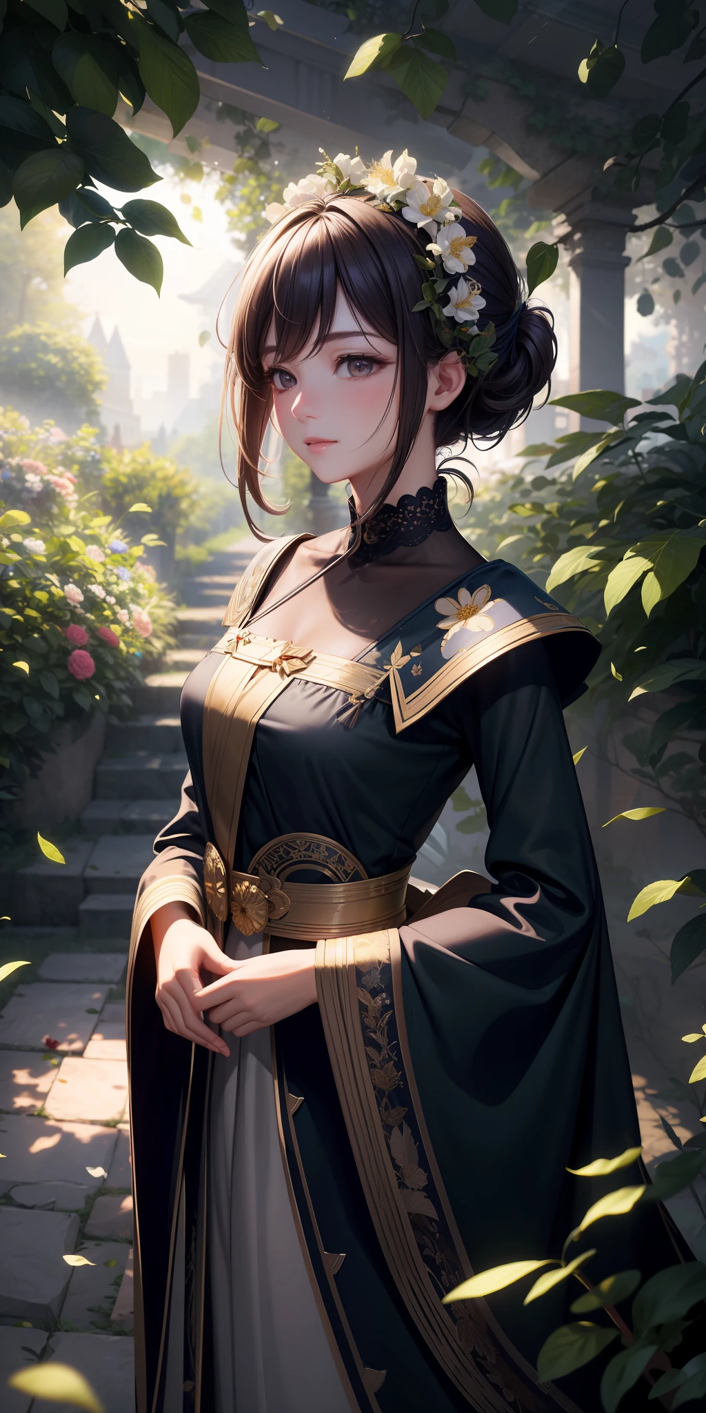 Masterpiece, best quality, (very detailed CG unity 8k wallpaper) (best quality), (best illustration), (best shadows) Nature&#39;s delicate leaves petals of various colors falling in the air light Tracking, super detailed --v6