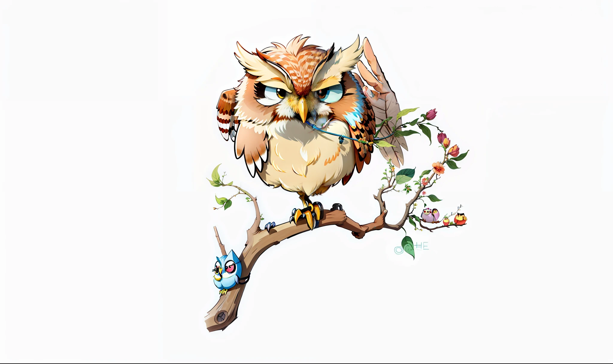 Q version IP cartoon owl original art HD hand drawn