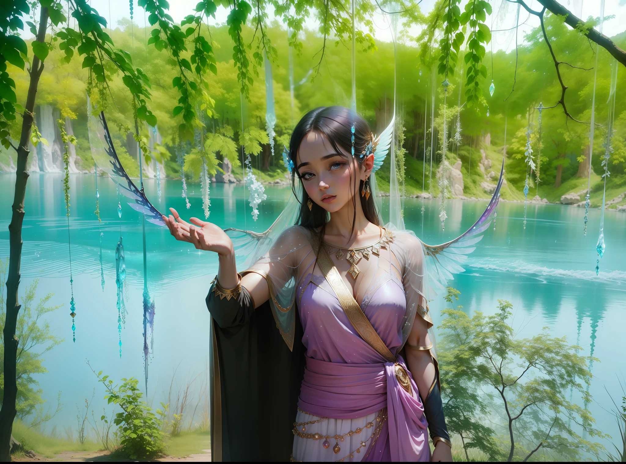 Nebula, the clothes of the goddess, the clothes of dreams, the beauty of the secret world, the fantasy wind, the clear face, the wings, the magic array on the hands, the clothes of blingbling, --auto --s2