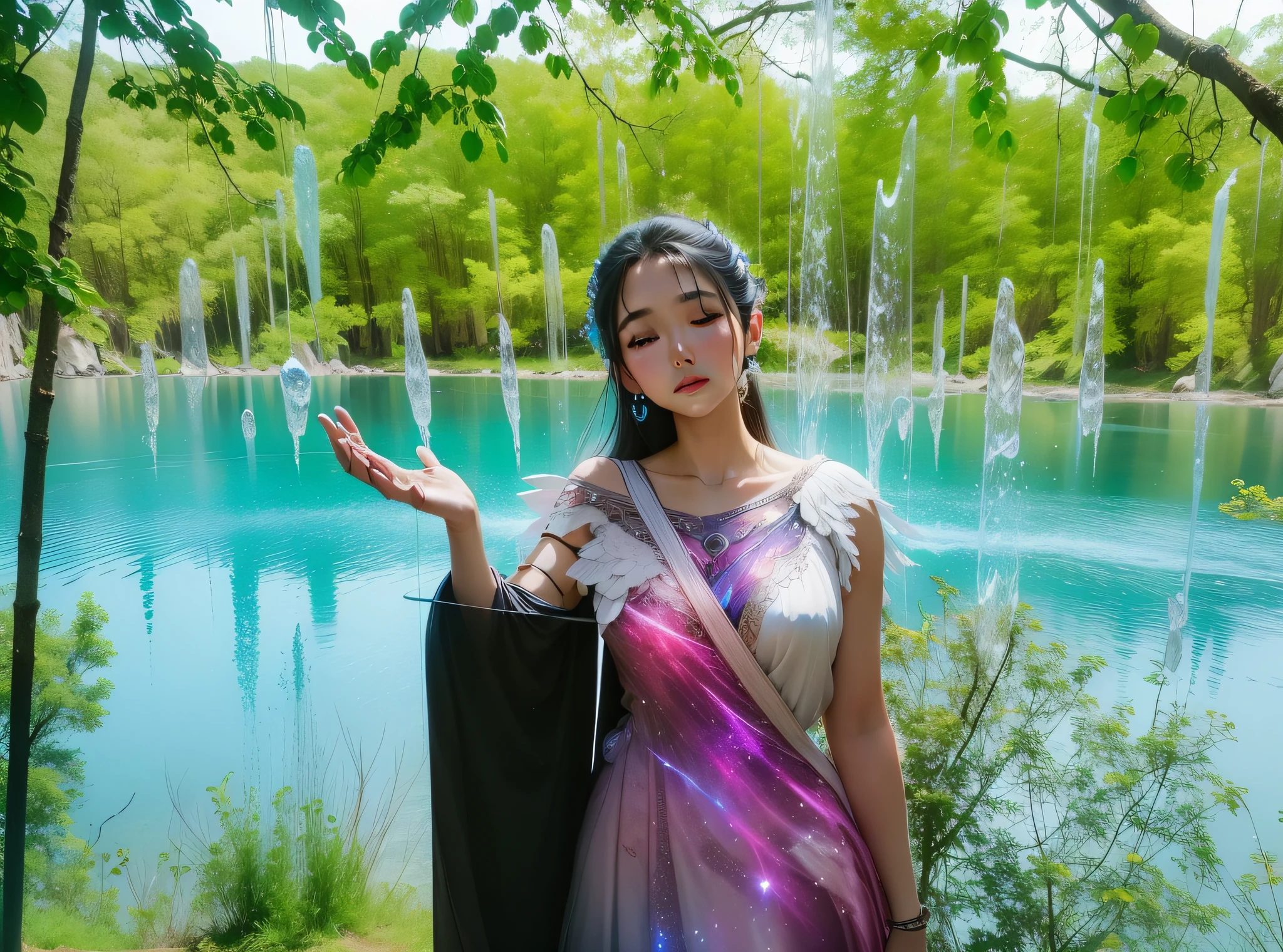 Nebula, Goddess, Dream, Secret Beauty, Fantasy Wind, Clear Face, Wings, Magic Array on Hands --auto --s2