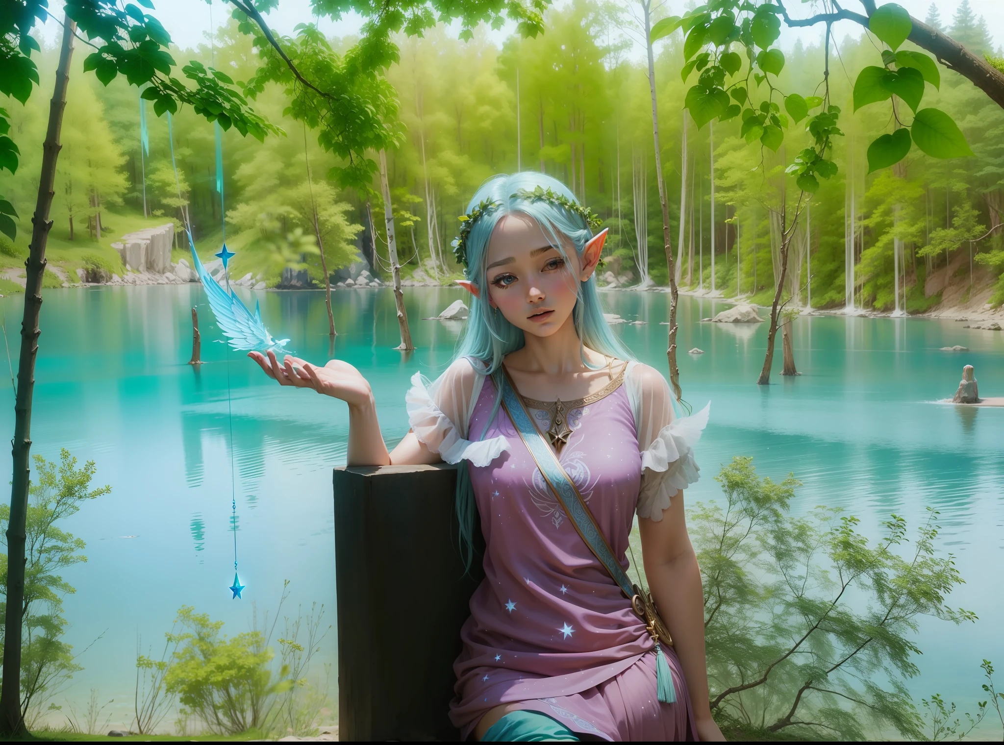 Angels, elves, fairy spirits, blue waters, secret realms, stars --auto --s2