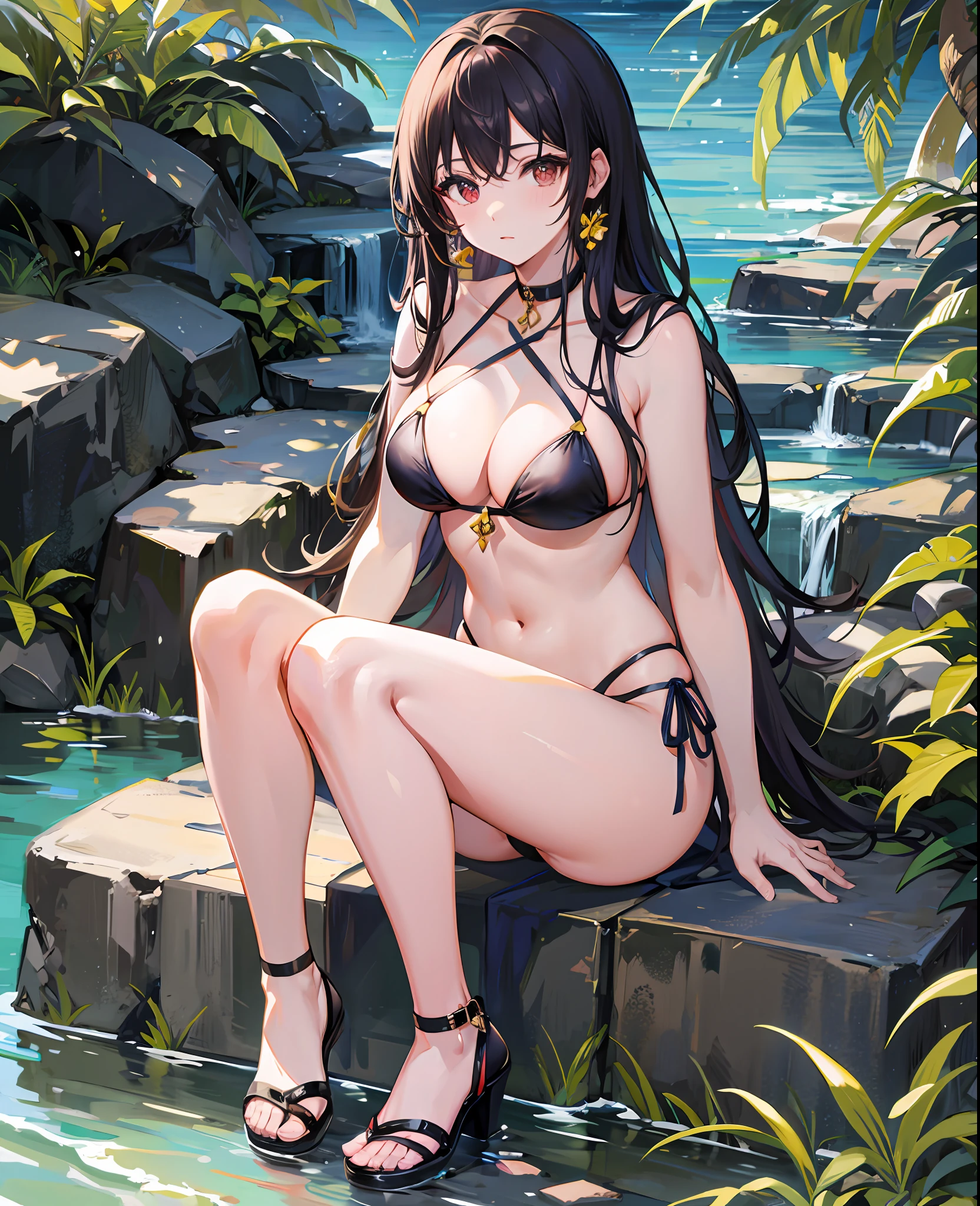 Bikini, tong, heels