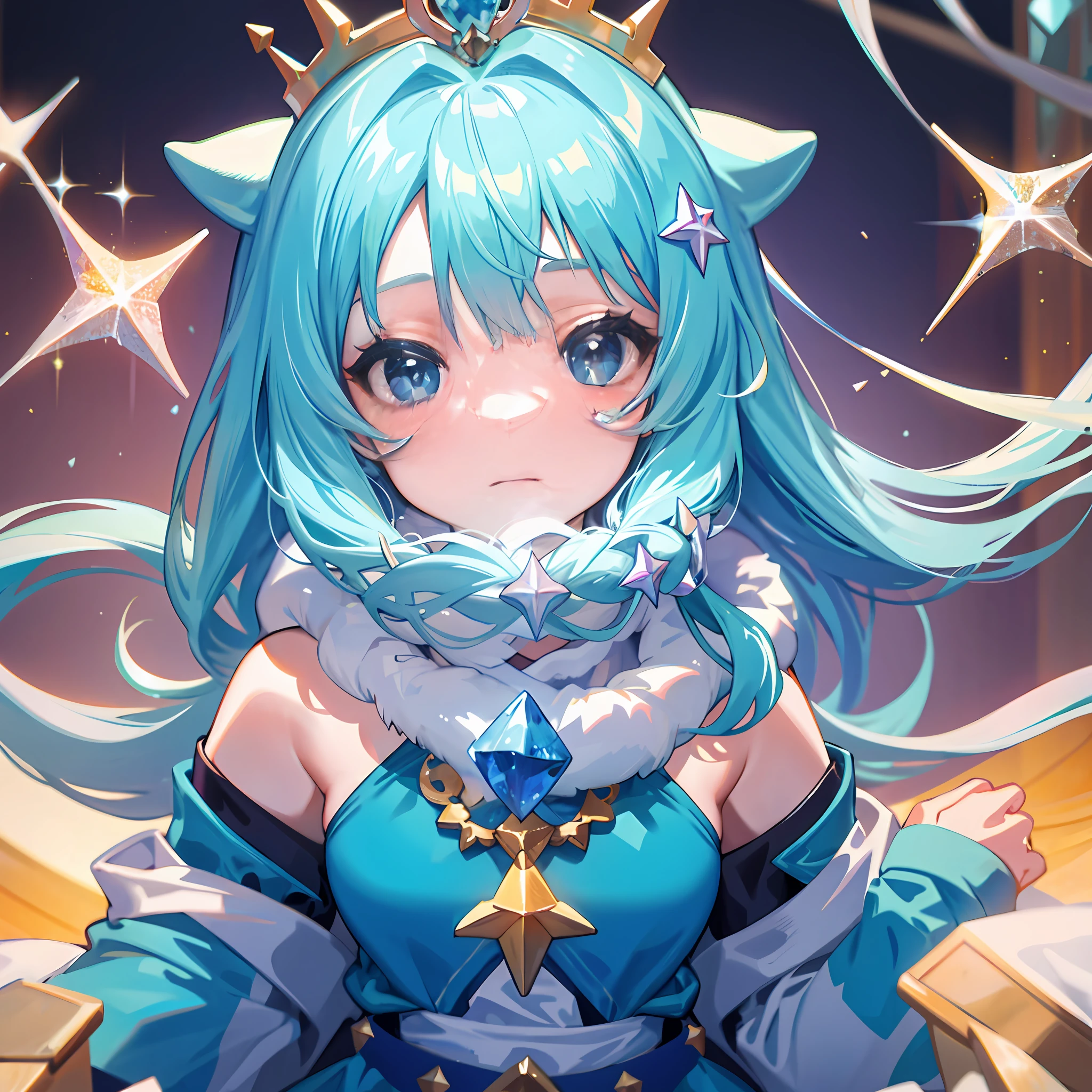 1 girl wearing crystal crown, whale, tail, ocean, mugshot, closeup
