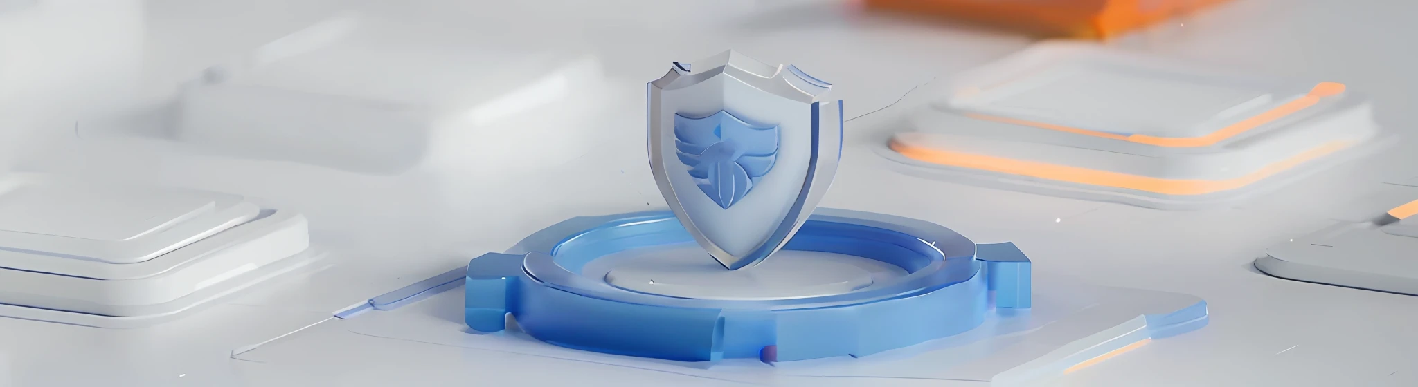 ((shield without pattern)), best image quality, very delicate, 4K! Using Blender, Octane Rendering and C4D, (Clear Glass Material), Industrial Design, Accuracy, Data, Simplicity, Minimalism, Fiery Flames, Artificial Intelligence, Glass Textures, Epic Detail, Cinematic Light, Focus, Minimalism, Photography, Clear Polymer, Yellow and Blue Flowing Light Columns, White Background,