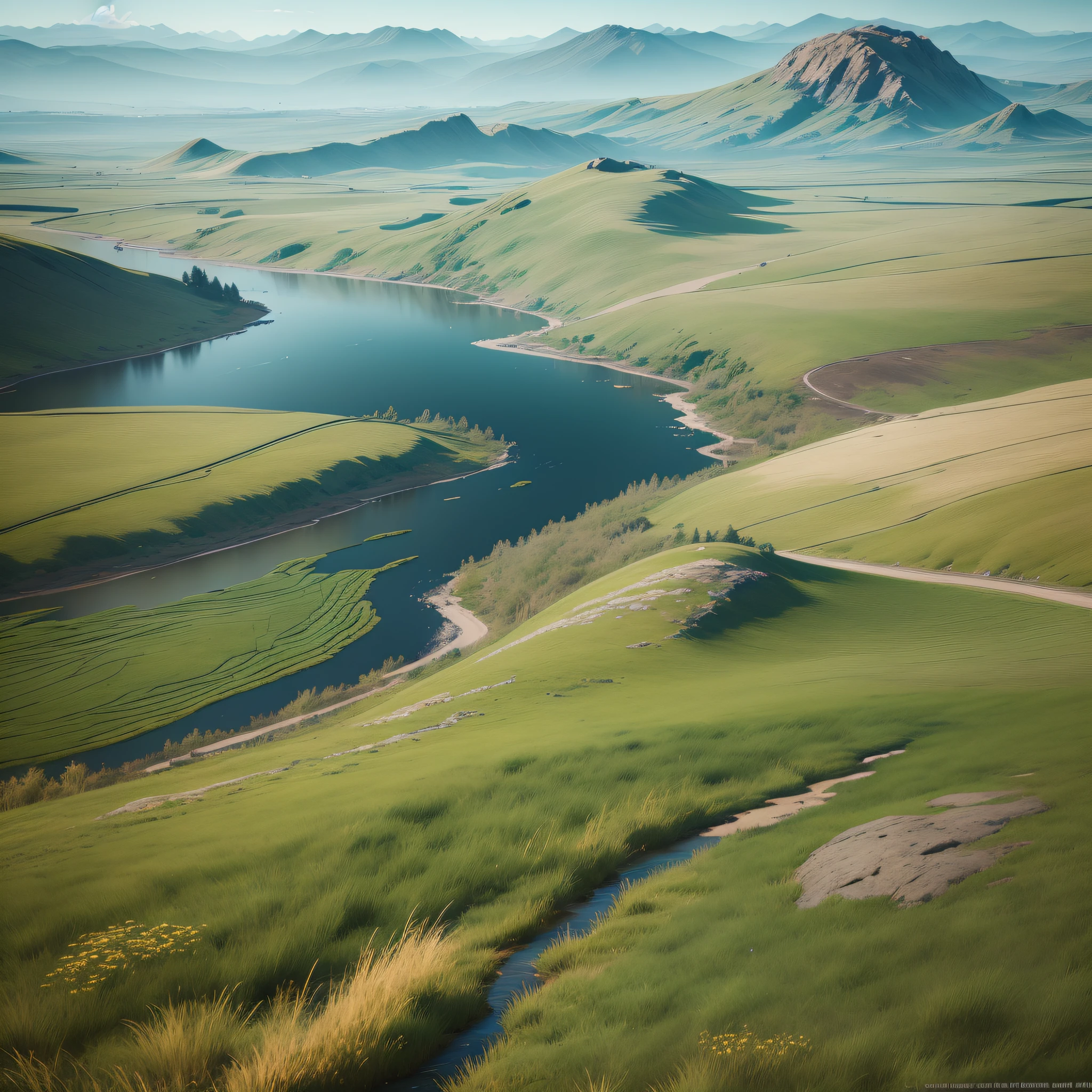 Natural landscapes, grasslands, rivers, rendered in Unreal Engine 4K HQ, rendered in Unreal Engine 4K HQ, stylized 3D rendering, beautiful 3D rendering, realistic cinematic 4D rendering, gorgeous 3D rendering --auto --s2