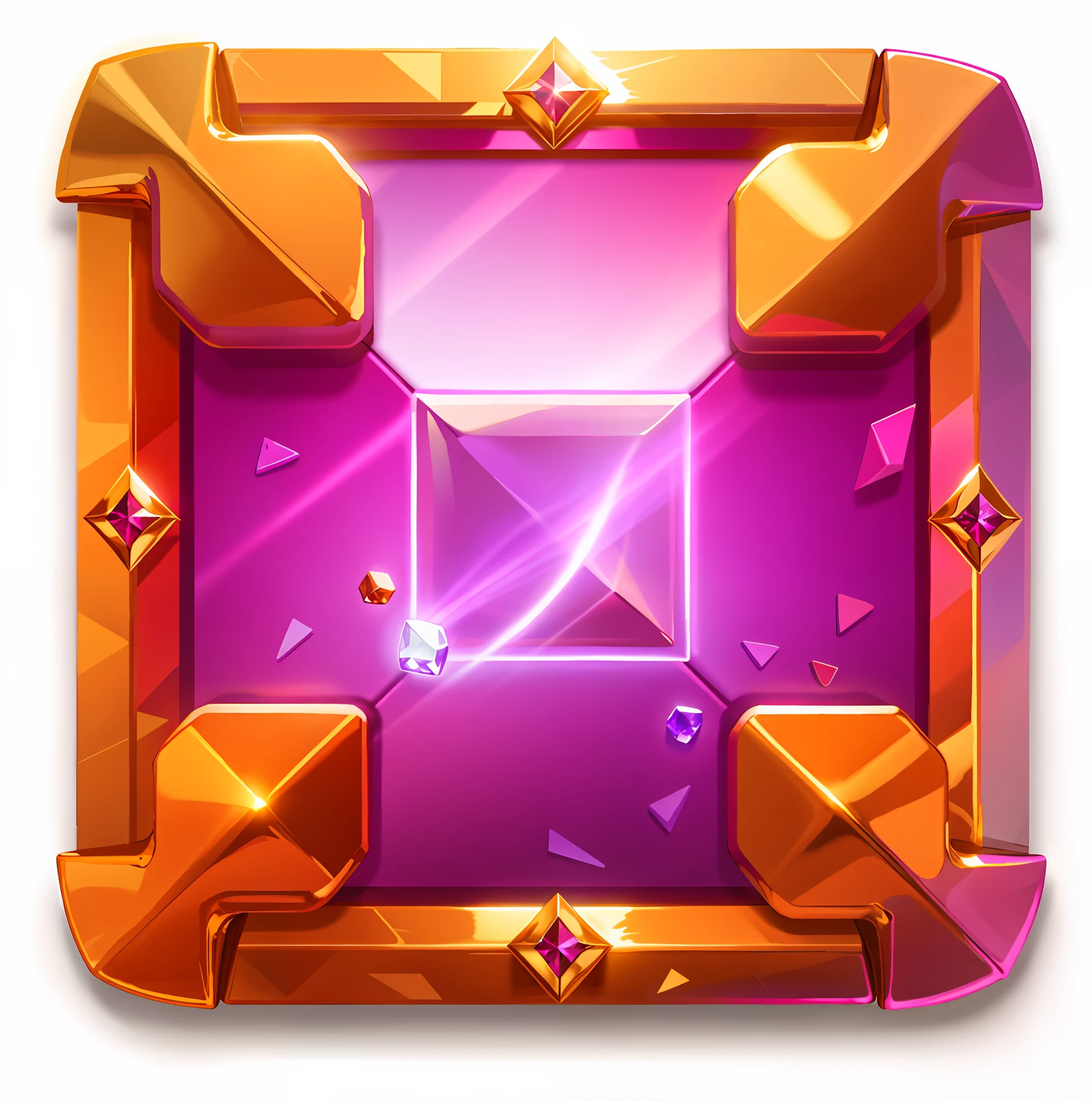 With gold frame and purple square gems, slot game icon