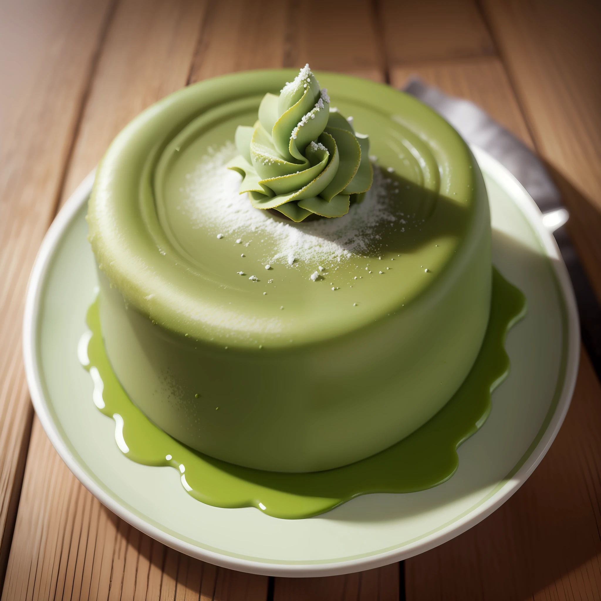 delicious matcha cake, photorealistic, yummy