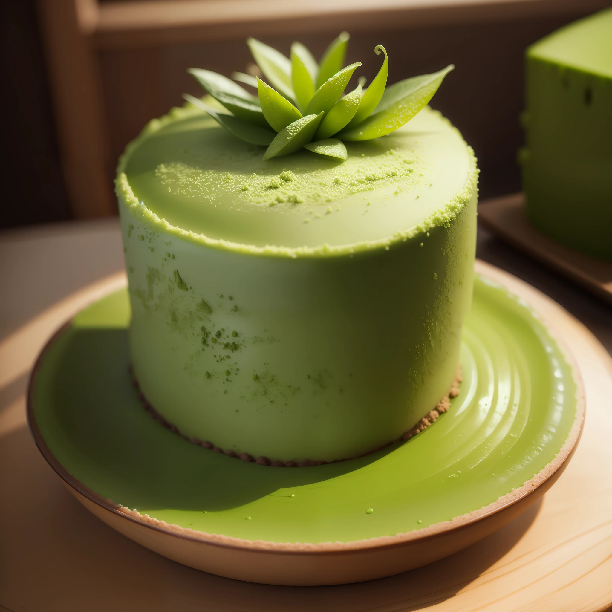 delicious matcha cake, photorealistic, yummy