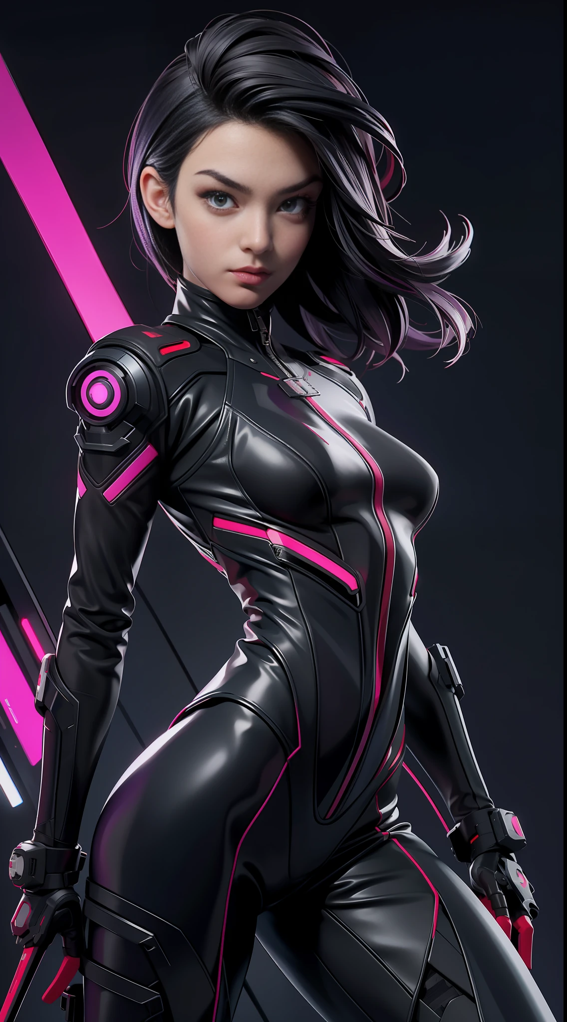 solo, super fine photo, portrait Unreal Engine 5 8K UHD of handsome boy, gorgeous, grey short hair, red and black color scheme tight cybernetic latex catsuit, cyberpunk assassin, cyberpunk full face mask, cybernetic boots, cybernetic long glove, futuristic design, purple neon lights details, best quality, masterpiece, official art, unified 8k wallpaper, super detailed, sharp focus, dynamic pose, body parts.