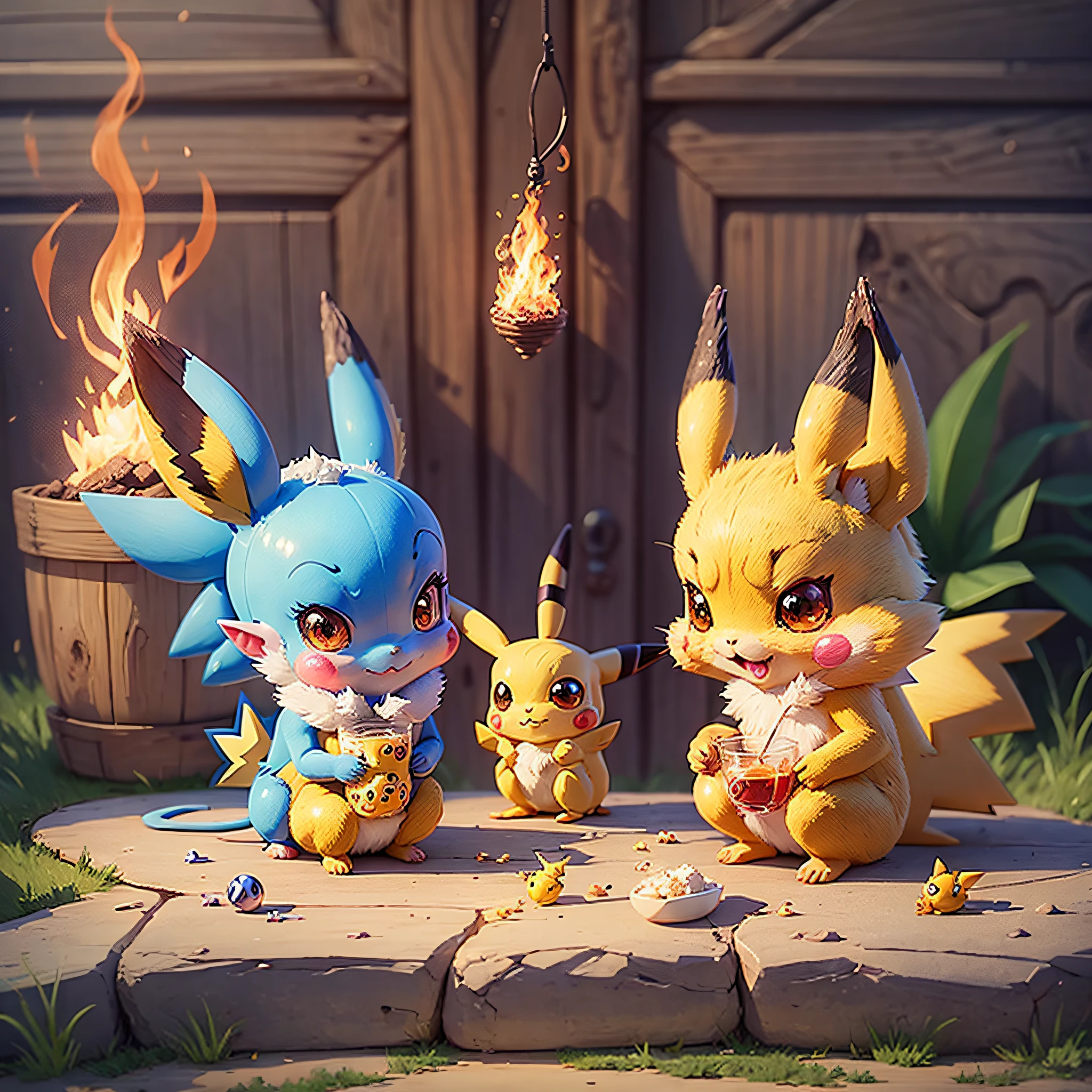 Pokemon Pikachu with Elves and Drinks on the Hill, Pikachu Pulling Genie, Illustration Pokemon, , Bread Type Pokemon, Anime Food, Cute Pokemon Style, Pikachu Concept Art, Pikachu, Cute Mouse Pokemon, Sonic, Pikachu as Human, Bun), Pokemon, 🐿🍸🍋 ❤🔥🍄🌪 Mika Pikazo --auto --s2