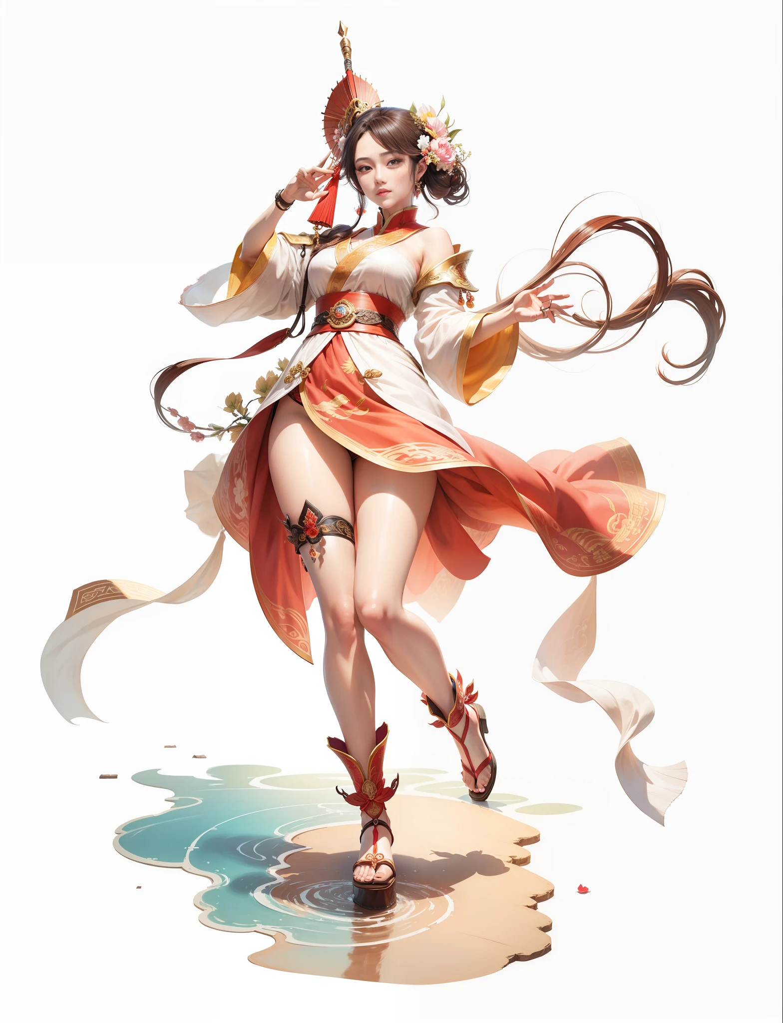 In the Romance of the Three Kingdoms, Da Qiao image, beauty, graceful, enchanting, sexy, best quality, masterpiece, super high resolution, holding an umbrella --auto --s2