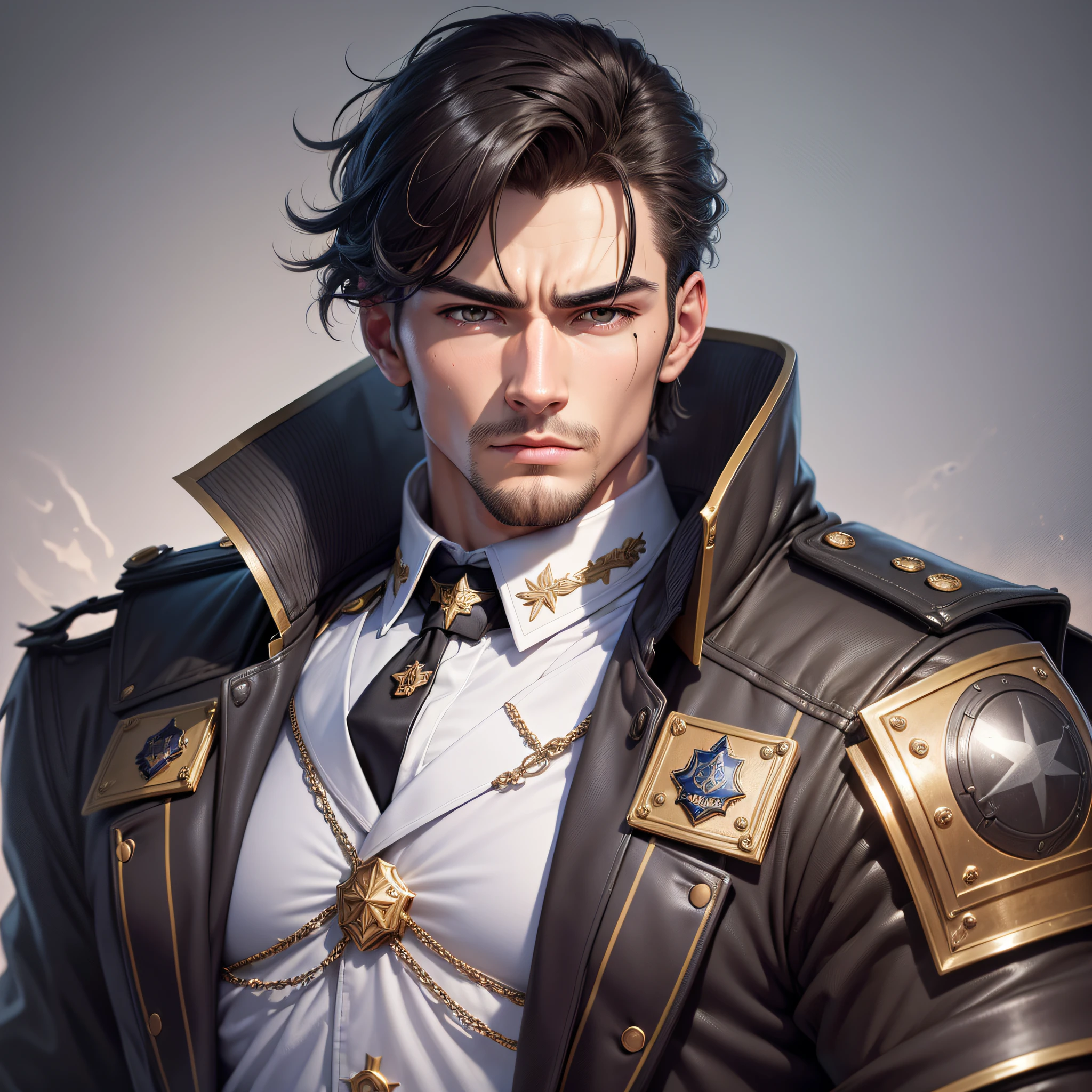 High cold face, military, handsome, military uniform, NSFW, ((best quality, 8k, masterpiece: 1.3))), clear focus: 1.2, (layer cut, large: 1.2), perfect body handsome guy: 1.4, slender abs: 1.2, sexy body: 1.5, highly detailed face and skin texture, detailed eyes, double eyelids, inch --auto --s2