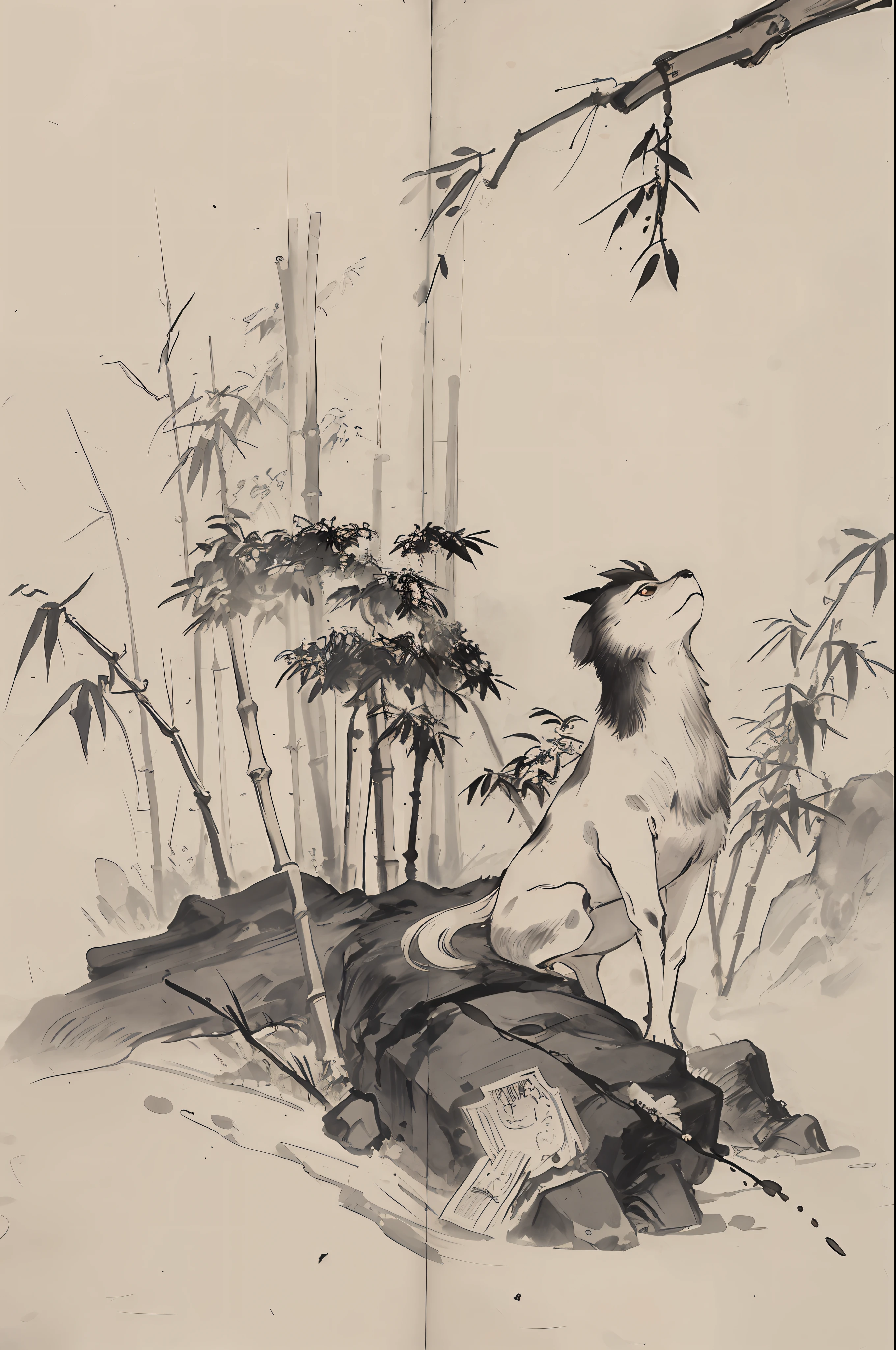 (Masterpiece, best quality: 1.2), traditional Chinese ink painting, bamboo, section by section