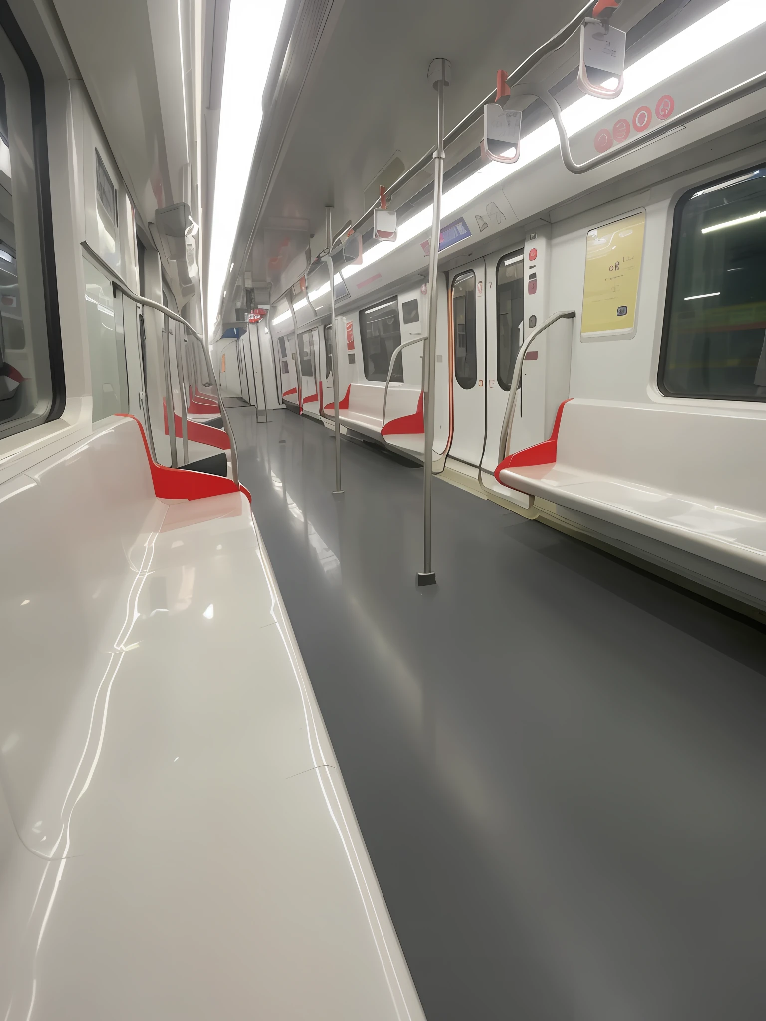 there is a train that is empty and has red seats, inside of a metro train, mrt, inside the train, underground metro, in a subway, metro, the scary empty liminal spaces, 4 0 9 6, completely empty, an empty liminal space, underground facility, photograph taken in 2 0 2 0, orange line, moscow metro, underground scene