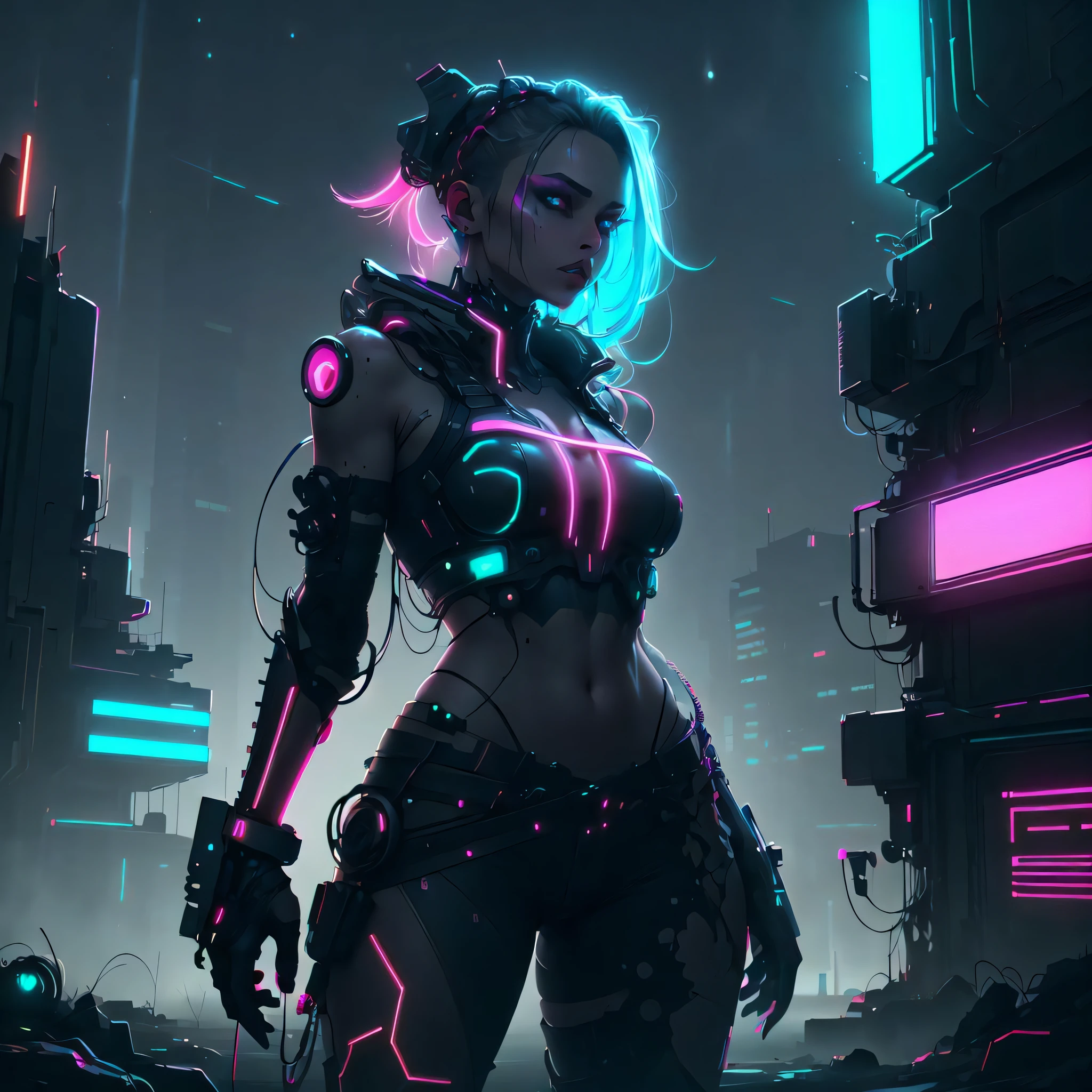 CyberPunkAI neon fashion , night sky