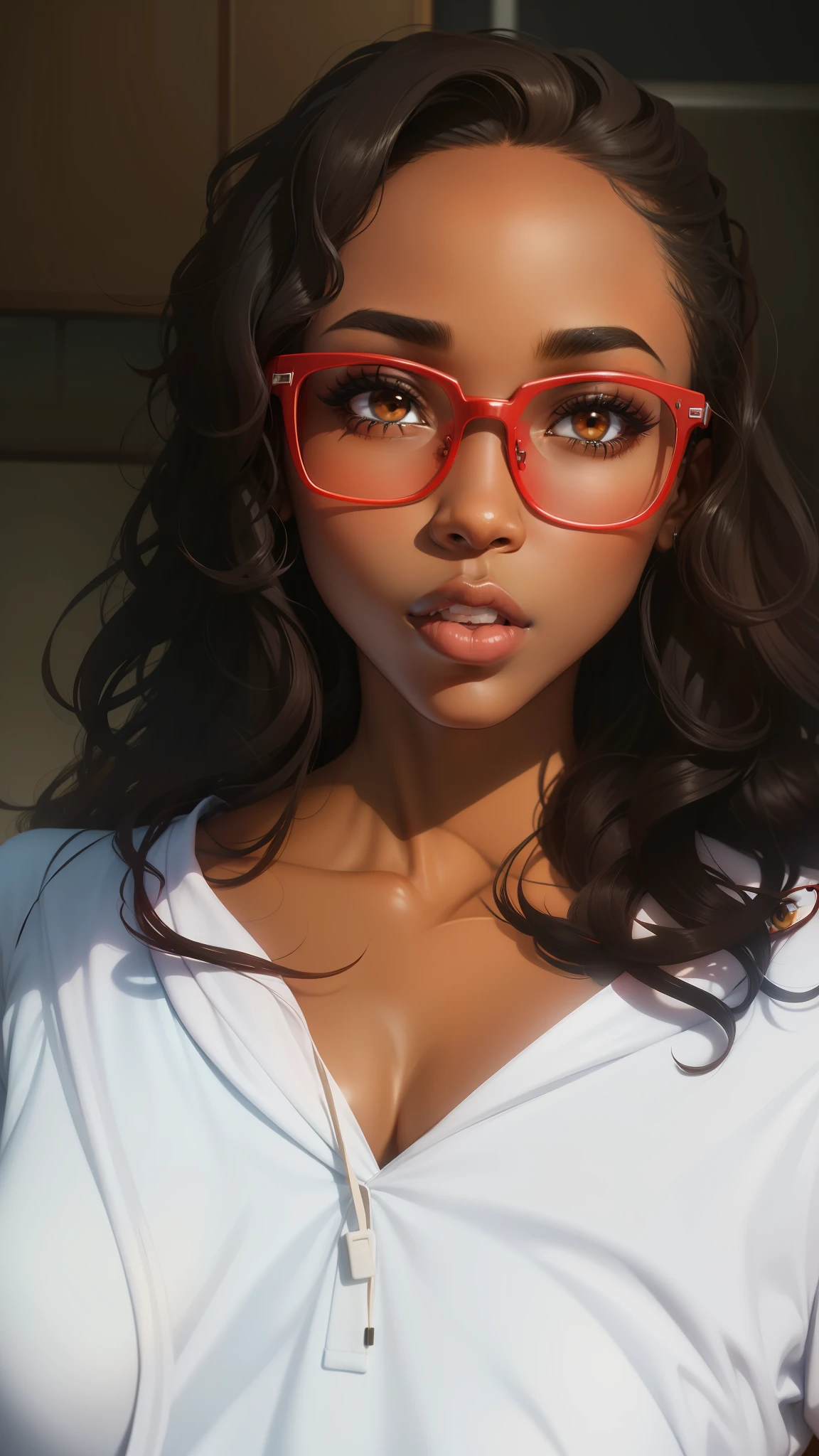 brown skin , cartoon 8k with red glasses --auto --s2