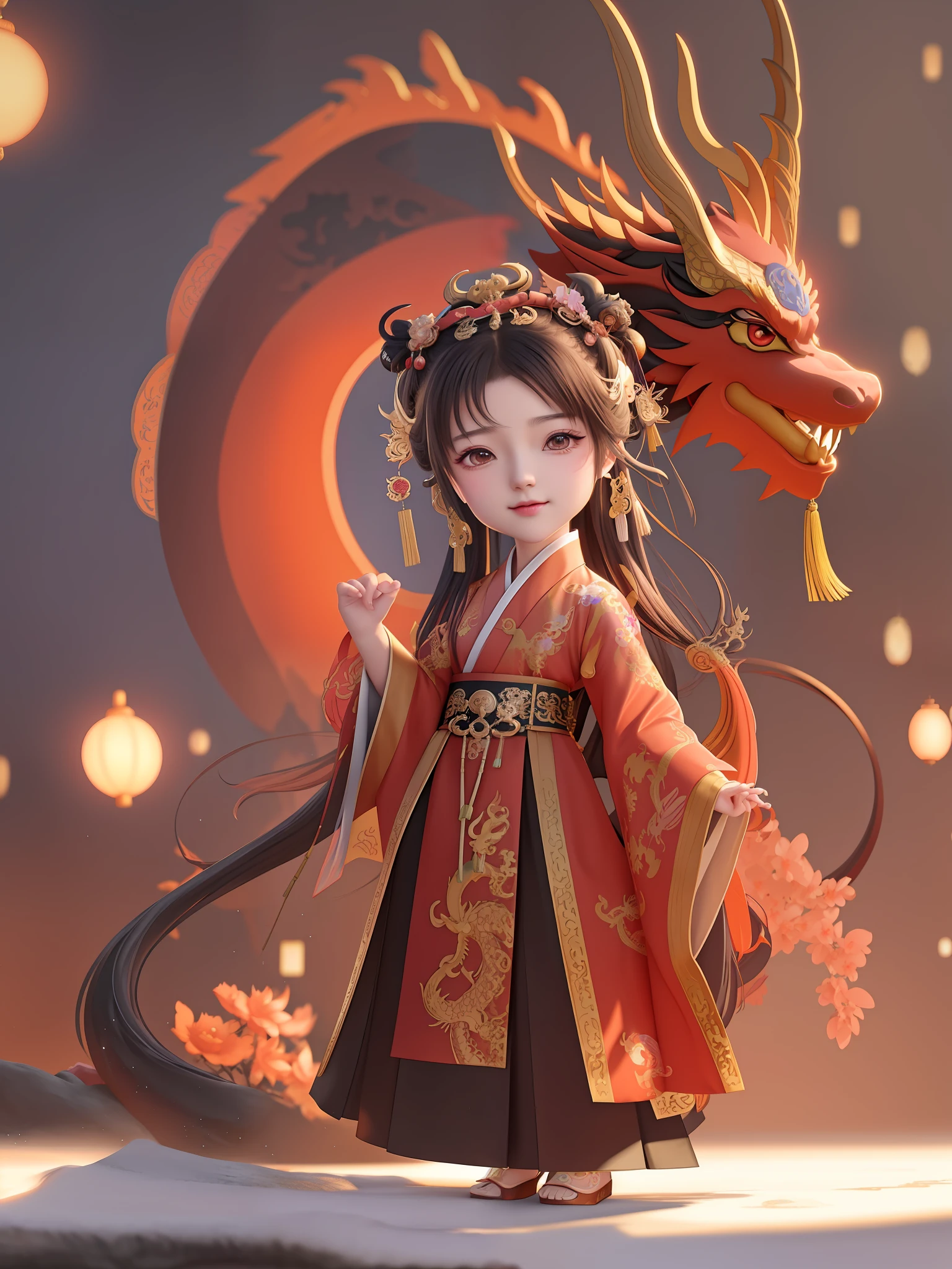 anime characters with dragon in background, palace, girl in hanfu, dragon girl portrait, popular on CGSTATION, guvez style artwork, cute detailed digital art, dragon girl, chinese princess, cute digital painting, beautiful character painting, ancient chinese princess, chinese fantasy, chinese girl, detailed digital anime art, 8k high quality detail art, finger detail