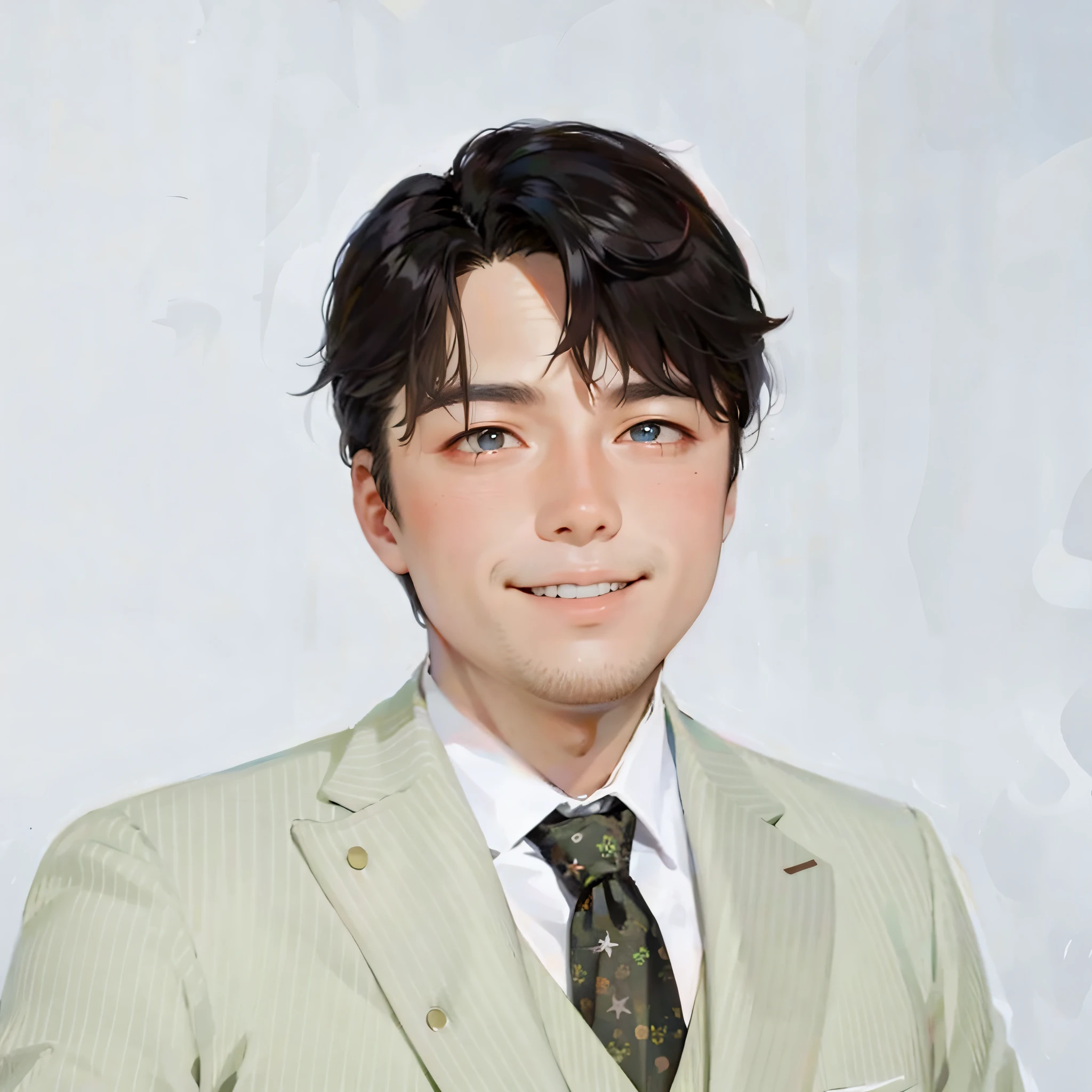 A male character whose mature and steady appearance shows his inner charm. He stood in the wind, smiling and communicating with the audience. There is a knowledgeable glint in his eyes, and his witty humor is endearing. Presented in the style of Makoto Shinkai. On the reference image is a real persona, now turn it into an anime image. Age 35, mature and capable/imagine prompt: A male character with a mature and steady appearance, exuding charisma and profound knowledge. He stands in the wind, smiling and engaging with the audience. His eyes shine with extensive knowledge, and his witty humor is irresistibly charming, character avatar, pure and sweet, smile, big eyes by Makoto Shinkai 1:1 --niji 5