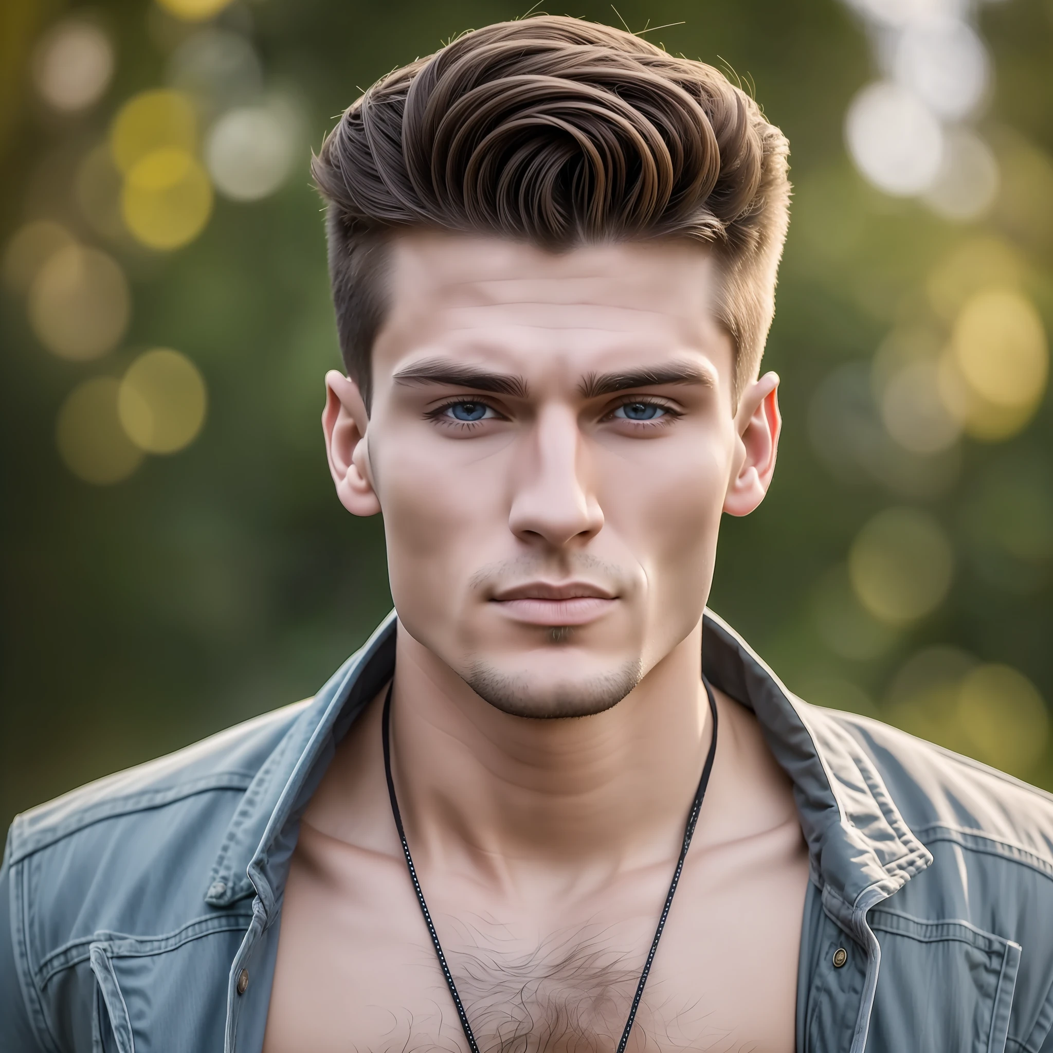 The face of a 25-year-old Ukrainian man exudes a blend of youth and maturity. His strong, chiseled jawline frames deep-set, expressive eyes that reflect determination and resilience. His fair skin carries a hint of sun-kissed warmth, radiating a sense of vitality and confidence.