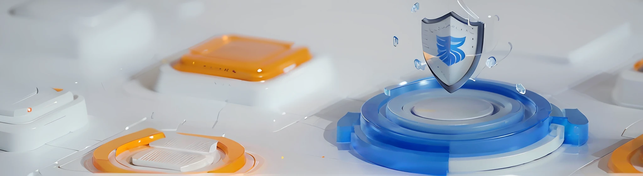 ((shield without pattern)), (for the viewer), best image quality, very delicate, 4K! Using Blender, Octane Rendering and C4D, (Clear Glass Material), Industrial Design, Accuracy, Data, Simplicity, Minimalism, Fiery Flames, Artificial Intelligence, Glass Textures, Epic Detail, Cinematic Light, Focus, Minimalism, Photography, Clear Polymer, Yellow and Blue Flowing Light Columns, White Background,