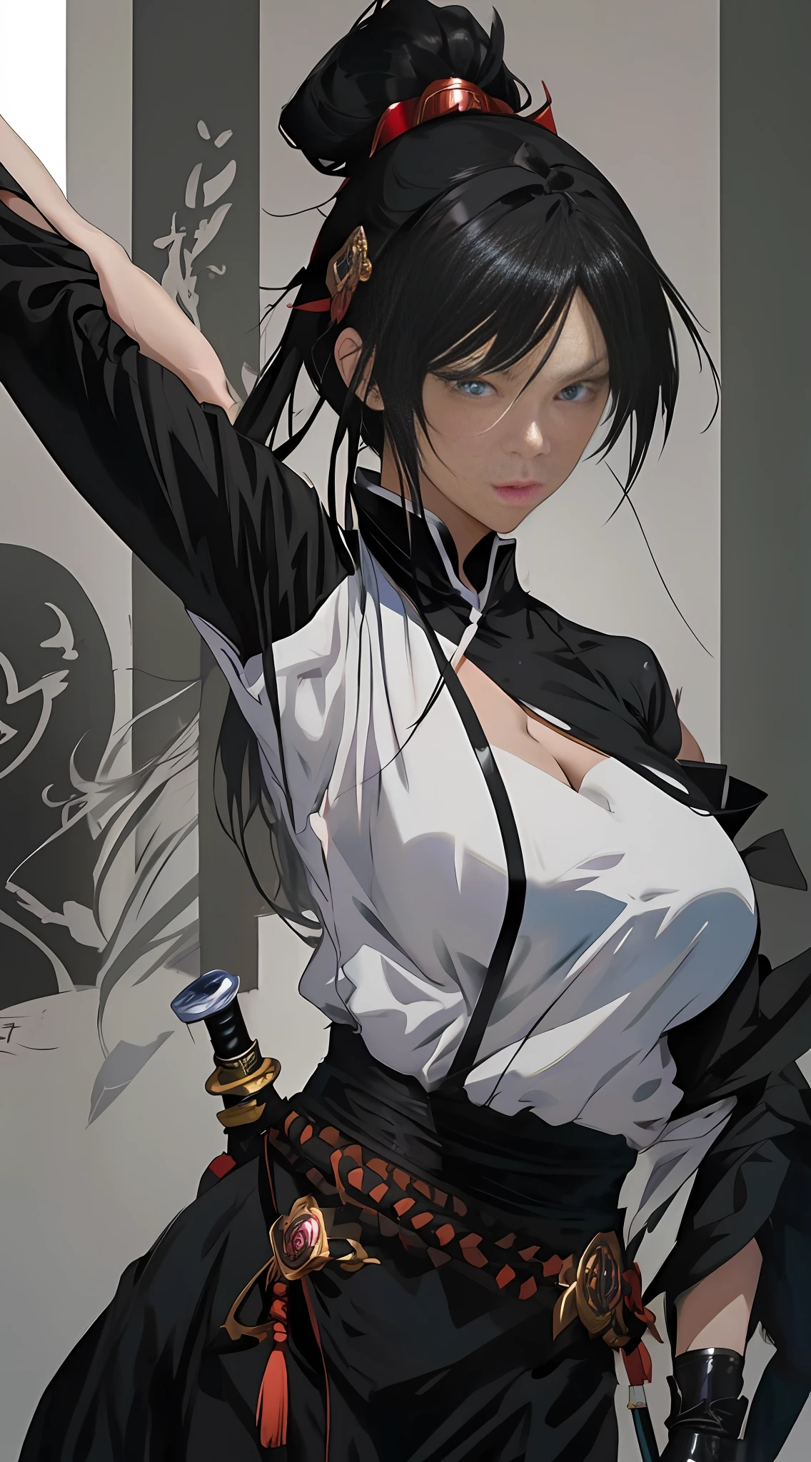 a close up of a woman in a black outfit holding a sword, by Yang J, female action anime girl, ig model | artgerm, female anime character, extremely detailed artgerm, seductive anime girl, artwork in the style of guweiz, range murata and artgerm, anime character, beautiful female assassin, anime character art, guweiz