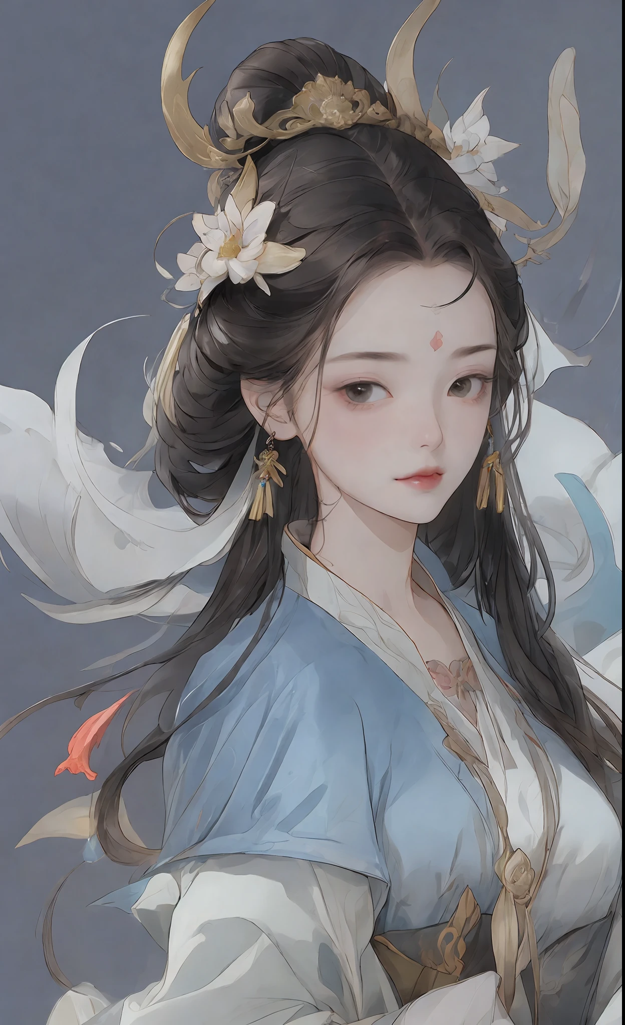 A girl, ancient Chinese costume, whole body, sunshine, clear face, clean white background, masterpiece, super detail, epic composition, ultra HD, high quality, extremely detailed, official art, uniform 8k wallpaper, super detail, 32k