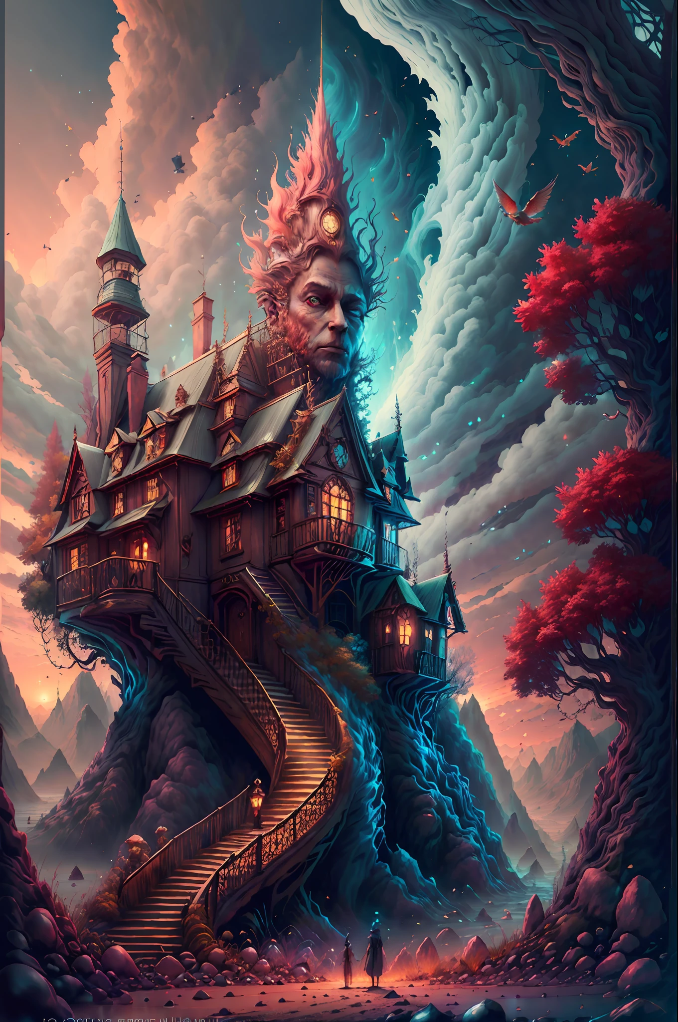 **Imagine an image that encompasses this concept- Subdued Animals Illustrative, creatures, light hearted comical fantasy storytelling Pointed ears are prevalent, and translucent wings make an appearance, this gritty faerie world has more in common with the Fae pirates of than with the pastoral fantasies of most contemporary faerie illustrators. It also has more in common with the style of the Golden Age illustrators than with superb draftsmanship and judicious application of color and texture. Masterful use of texture is one of the aspects of these type of fantasy image that is most appealing. Even in simple pencil drawings, there is a feeling for the visual textures and tactile surfaces of the real world that informs and enlivens the fantasy settings. Within the sub-genre of Victorian painting, there is Golden Age illustration and contemporary fantasy art that is sometimes called faerie art or fairy art. It dwells on those imaginary miniature denizens of woodlands and fields who are often portrayed with pointed ears and gossamer wings. Style features Subdued Animals Illustrative, all of the above -- fantasy00d, Pastels artwork,  landscape of a Mythical [Geneva:Beach house:3]  and Belle poque Red Dwarf, at Sunset, Energetic, 50s Art, Cathode tube, (art by Abram Efimovich Arkhipov:0.8),
