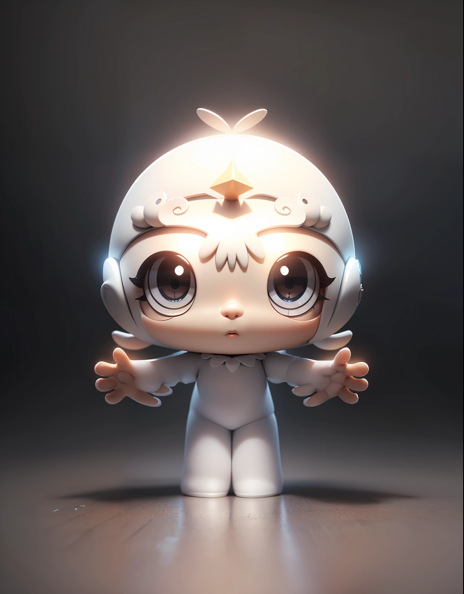 3d modeling, C4D rendering, 3d rendering, big eyes cute mascot doll girl, white color --auto --s2