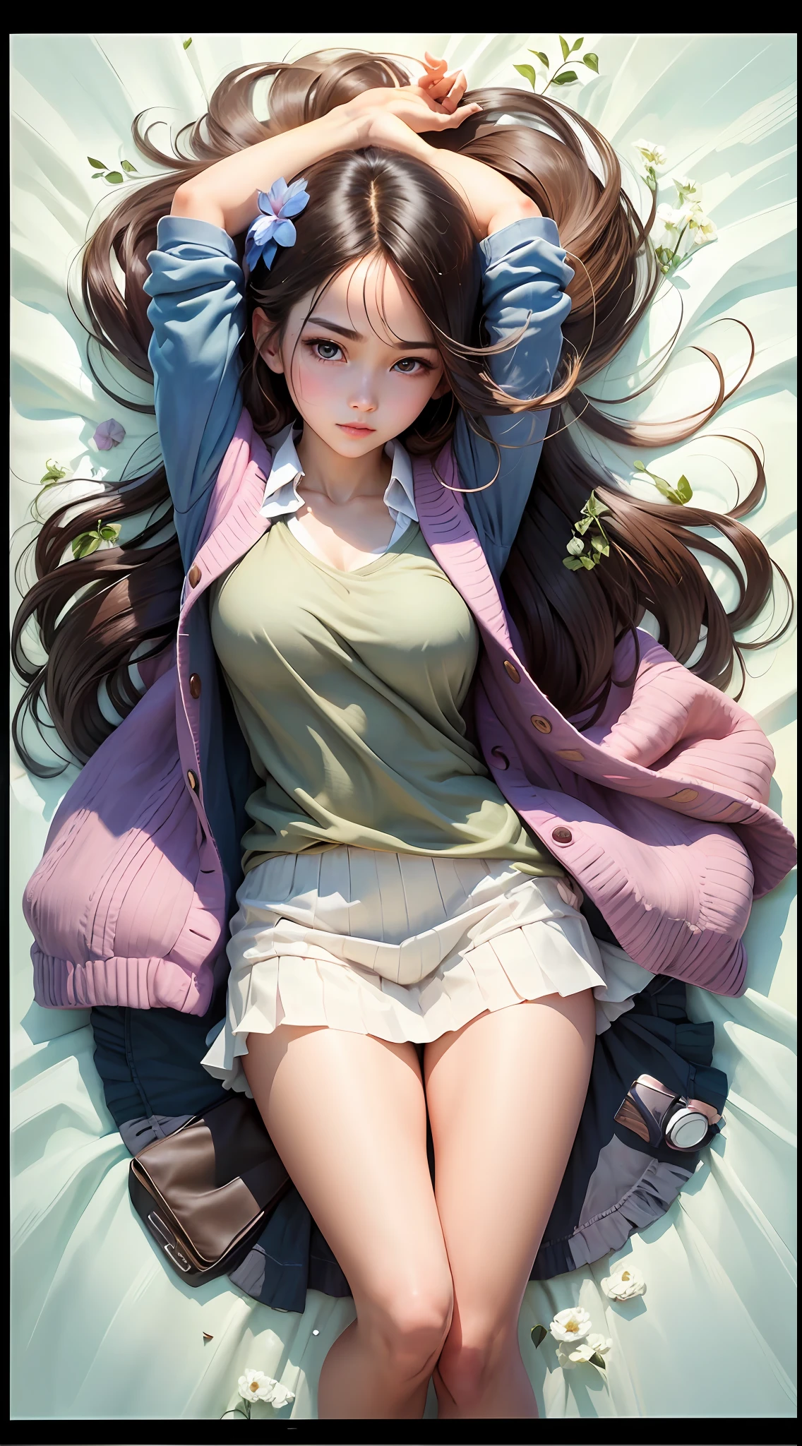 Fresh and simple style, smart and neat scene assistance, with a touch of youthful vitality; A pure and beautiful girl, full body, youthful vitality, beautiful face, beautiful vision, with clear and bright eyes, filling the air with fragrant fragrance. --auto --s2