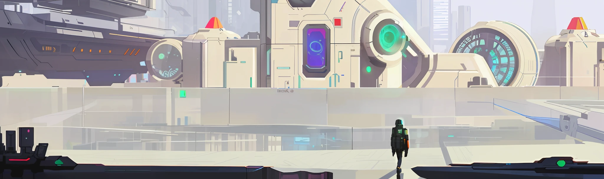 Glass floor, cyberpunk, sense of technology, modern futuristic technology