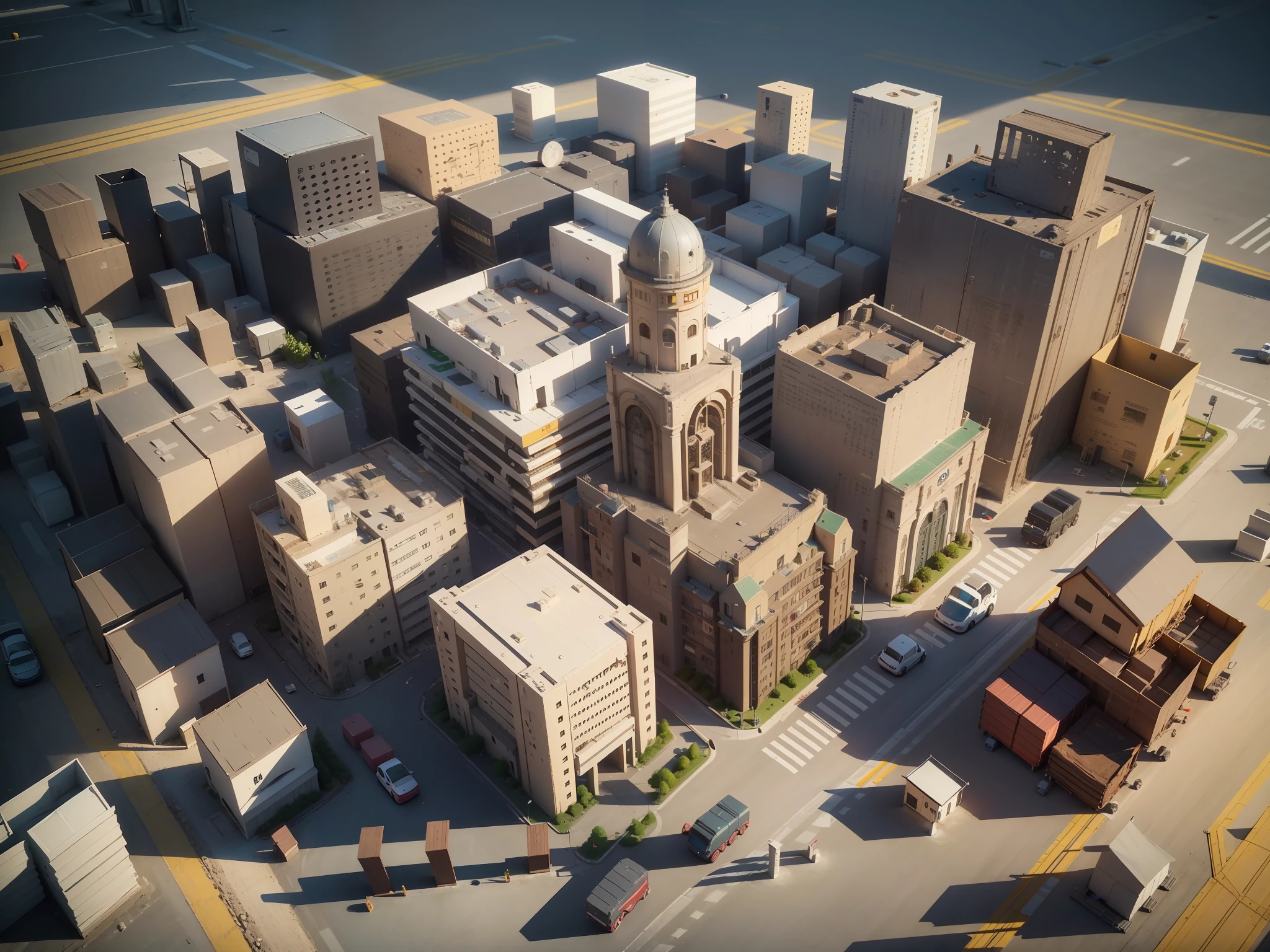Bulk materials, intelligent management, material procurement, inventory management, outbound management, material management efficiency, accuracy, blind box toy style, high detail, ray tracing, stereogram, three sided view, from above, 8k, (high details), (high quality), masterpiece, ccurate, (best quality), ccurate, retina, best quality