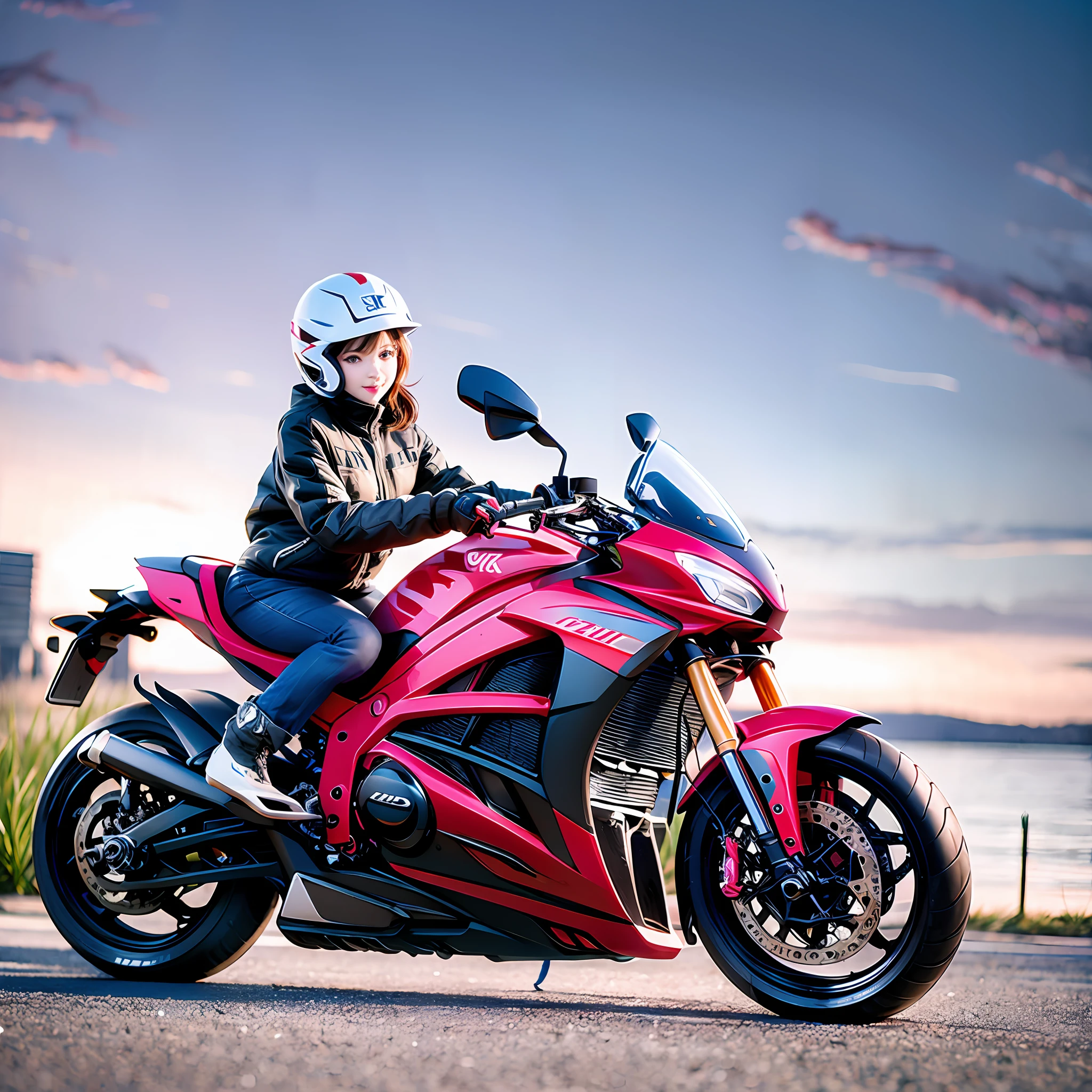 Electric motorcycle, beauty, full body, picture ratio 9:16, HD, movie lens, press conference --auto --s2