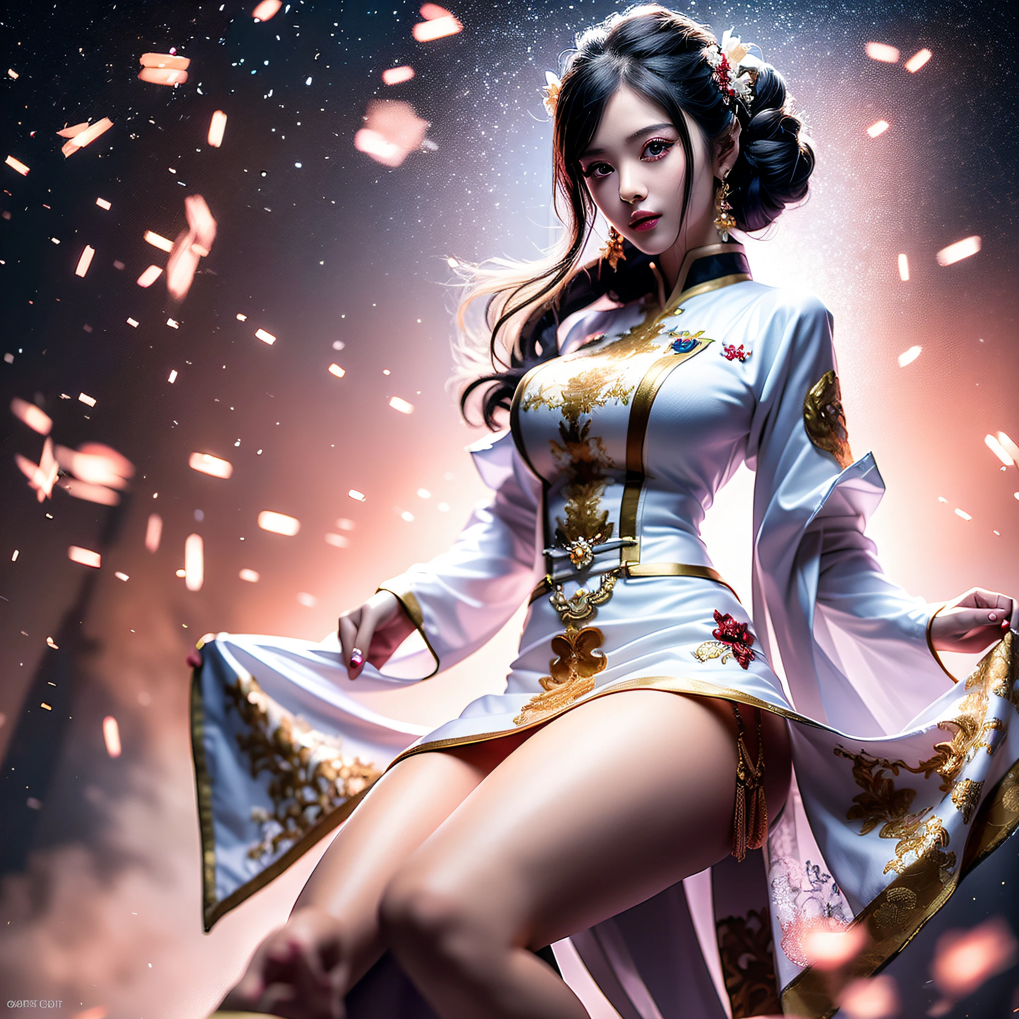 A Chinese girl, 18 years old, white-collar, tight suit, short skirt, professional wear, full body shot, detailed eyes, detailed facial features, (fashion hairstyle: 1.1) dynamic pose, simple background, double eyelids, (original photo: 1.2), ((realistic: 1.4)) best quality, masterpiece, illustration, extremely delicate beauty, extremely detailed, 8k wallpaper, amazing, fine details, masterpiece, best quality, official art, extremely detailed CG Unity 8k wallpaper, , super detailed, High resolution, extremely detailed, beautiful detailed girl, extremely detailed eyes and face, beautiful detailed eyes, movie lighting --auto --s2
