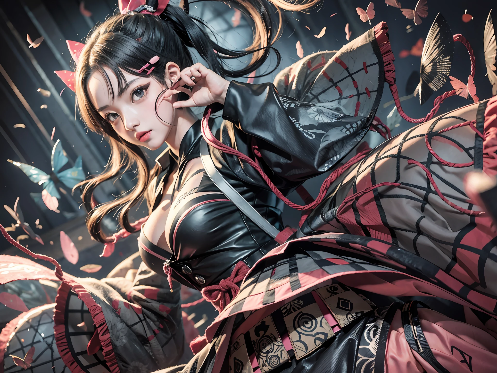 shinobu, Kimetsu no Yaiba manga, hyper realistic, best quality, ninja